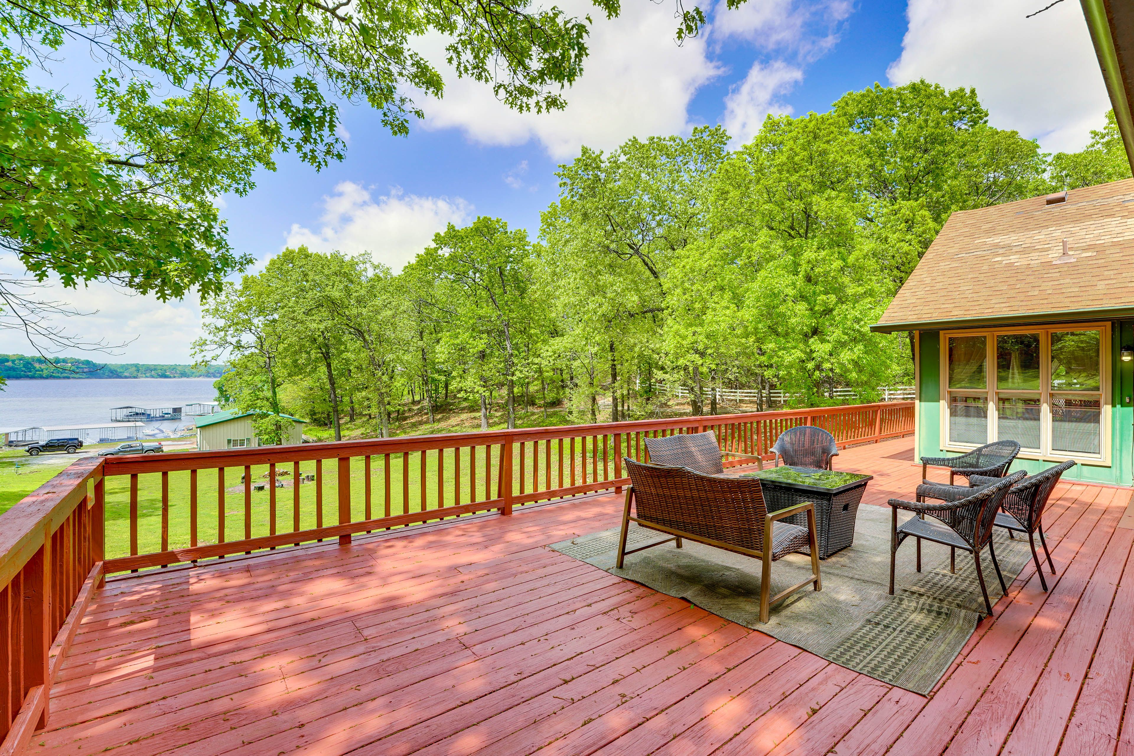Private Deck | Fire Pit Table | Lake Views