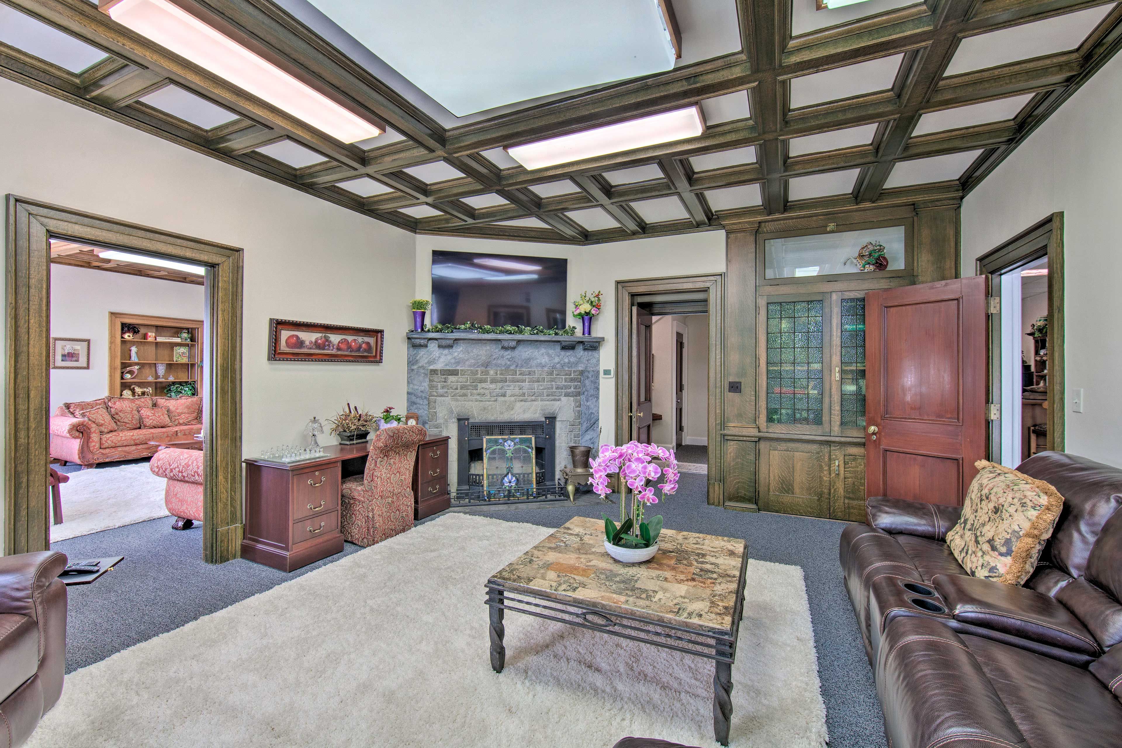 Living Room | Fireplace | Central Air Conditioning & Heating | 1st Floor