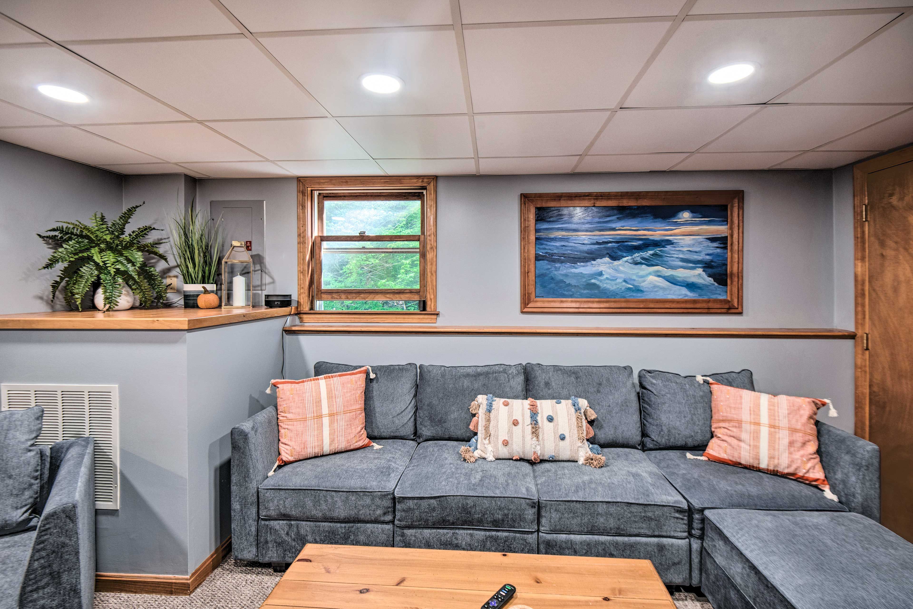 Additional Living Area | Smart TV w/ Cable | Electric Fireplace | Basement