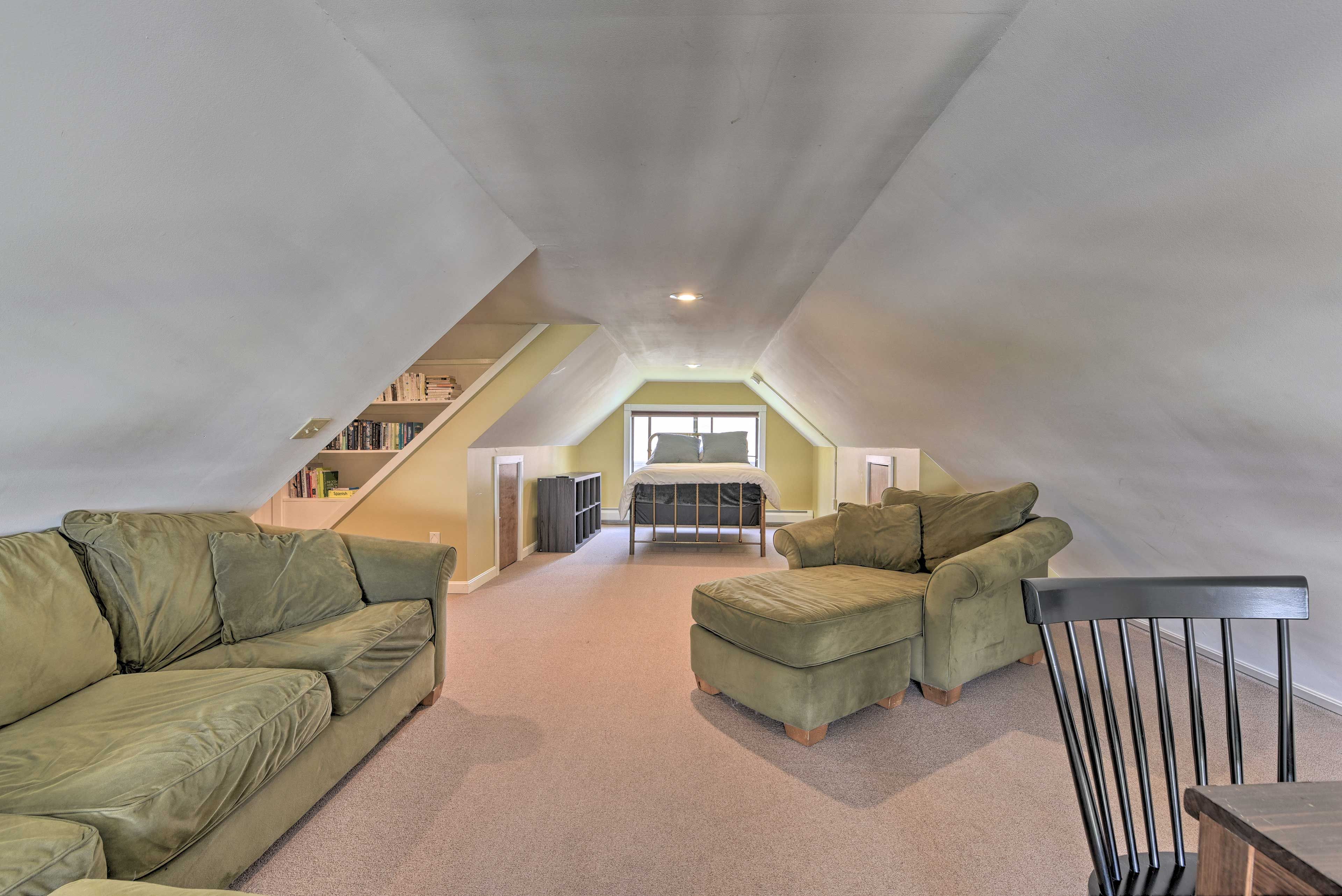 Bedroom 3 (Loft) | Queen Air Mattress | Full Bed | Spiral Staircase to Access