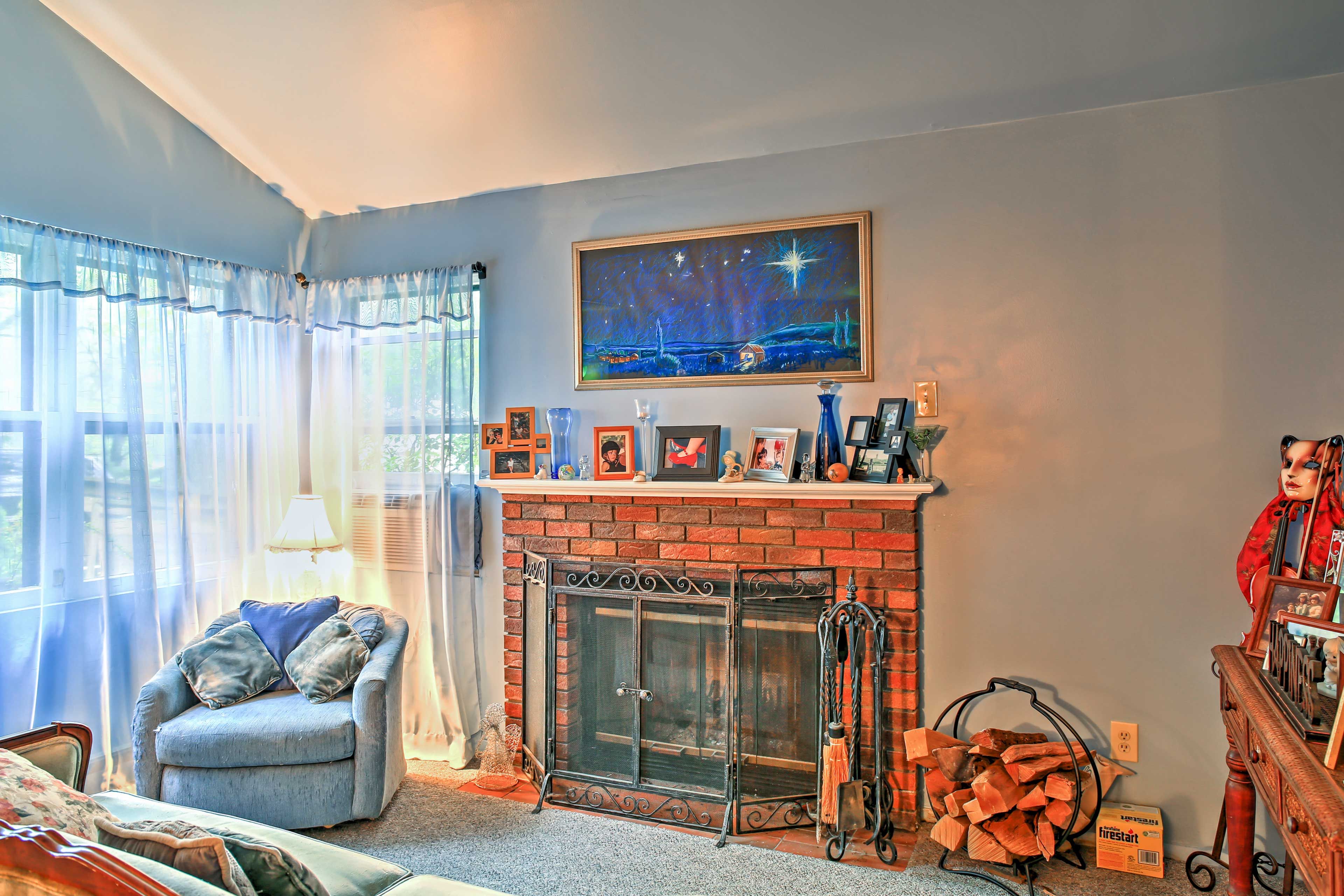 Living Room | Wood-Burning Fireplace