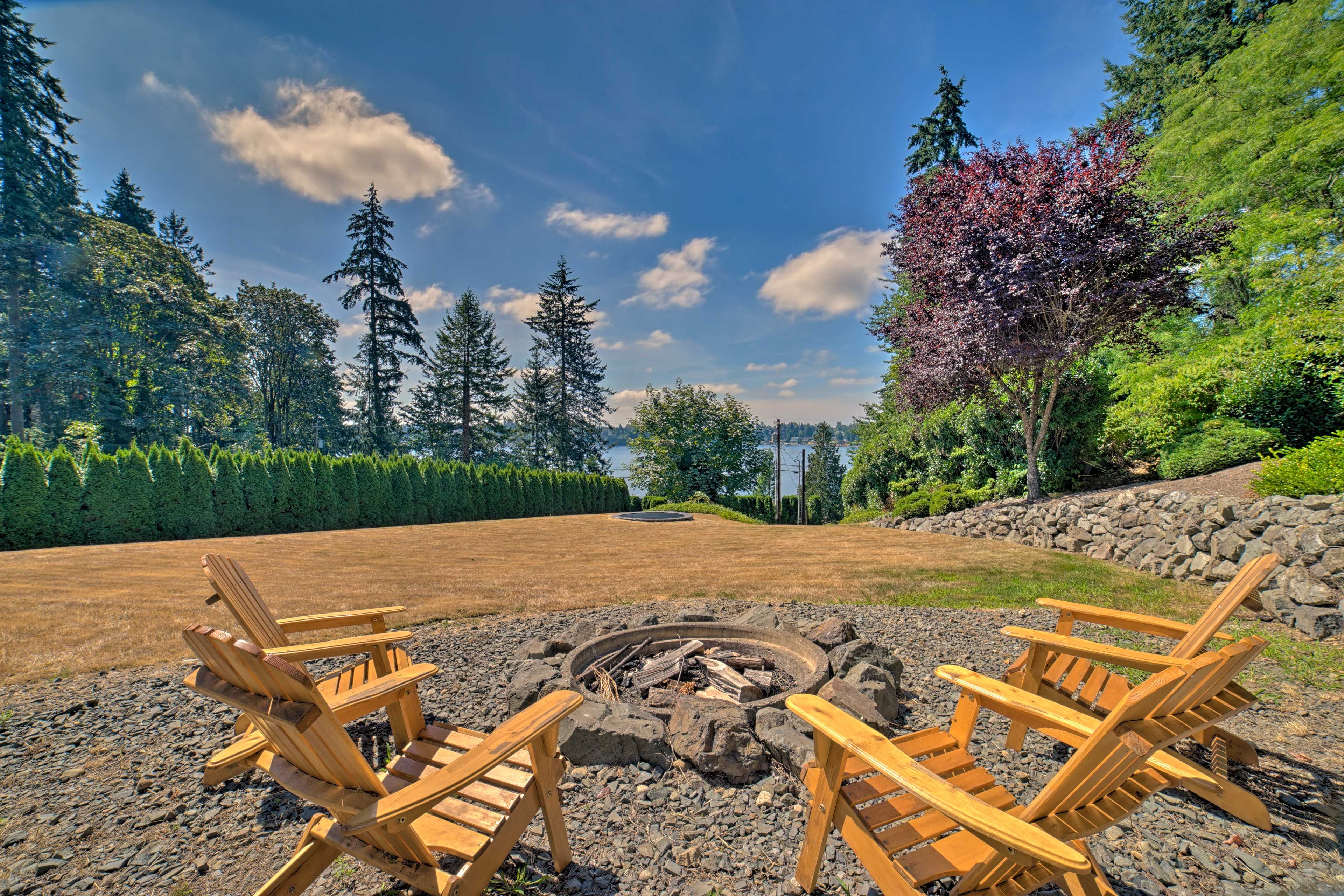 Backyard | Fire Pit | Lake View | 3-Story Home