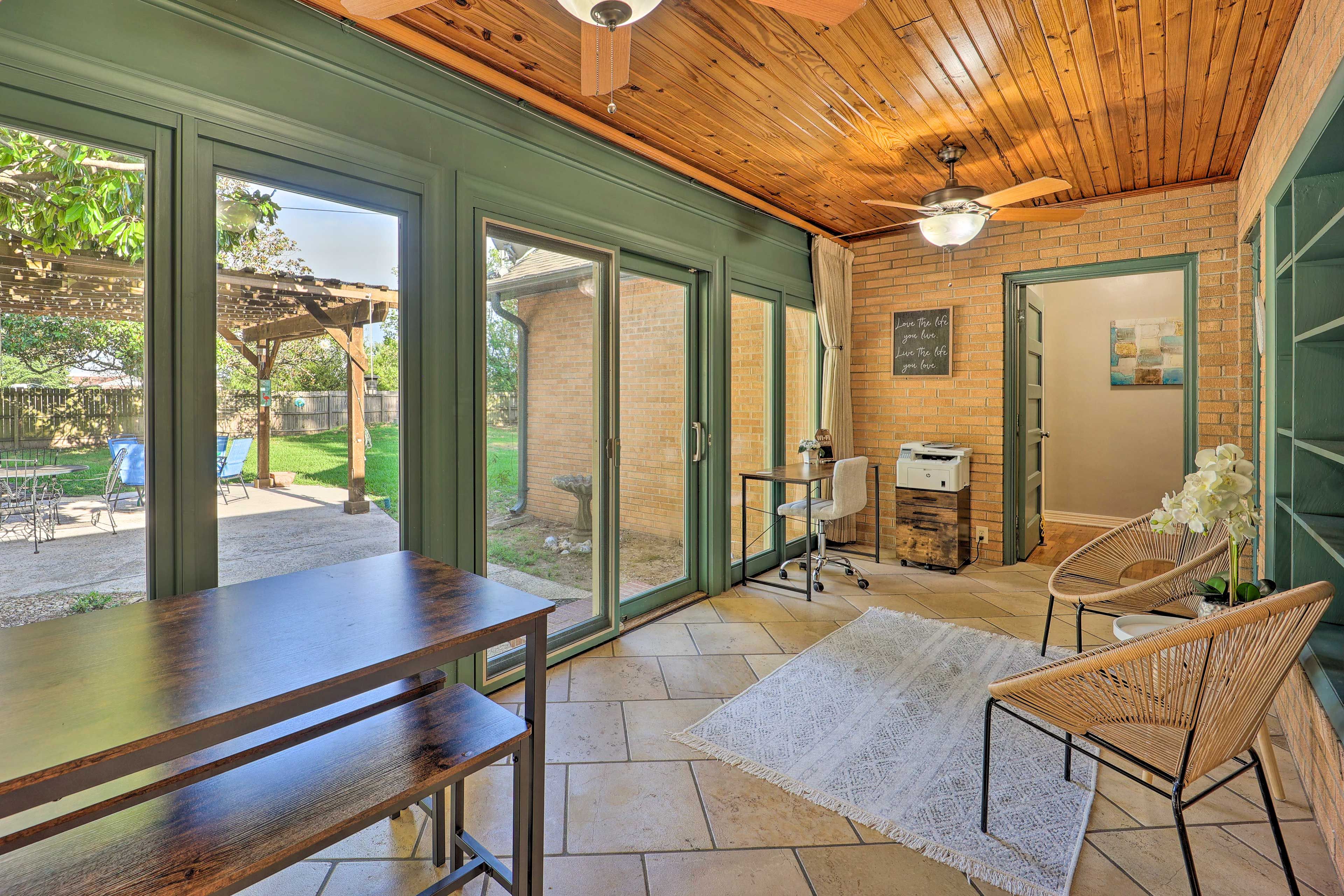 Sunroom | Single-Story Home | Laptop Friendly