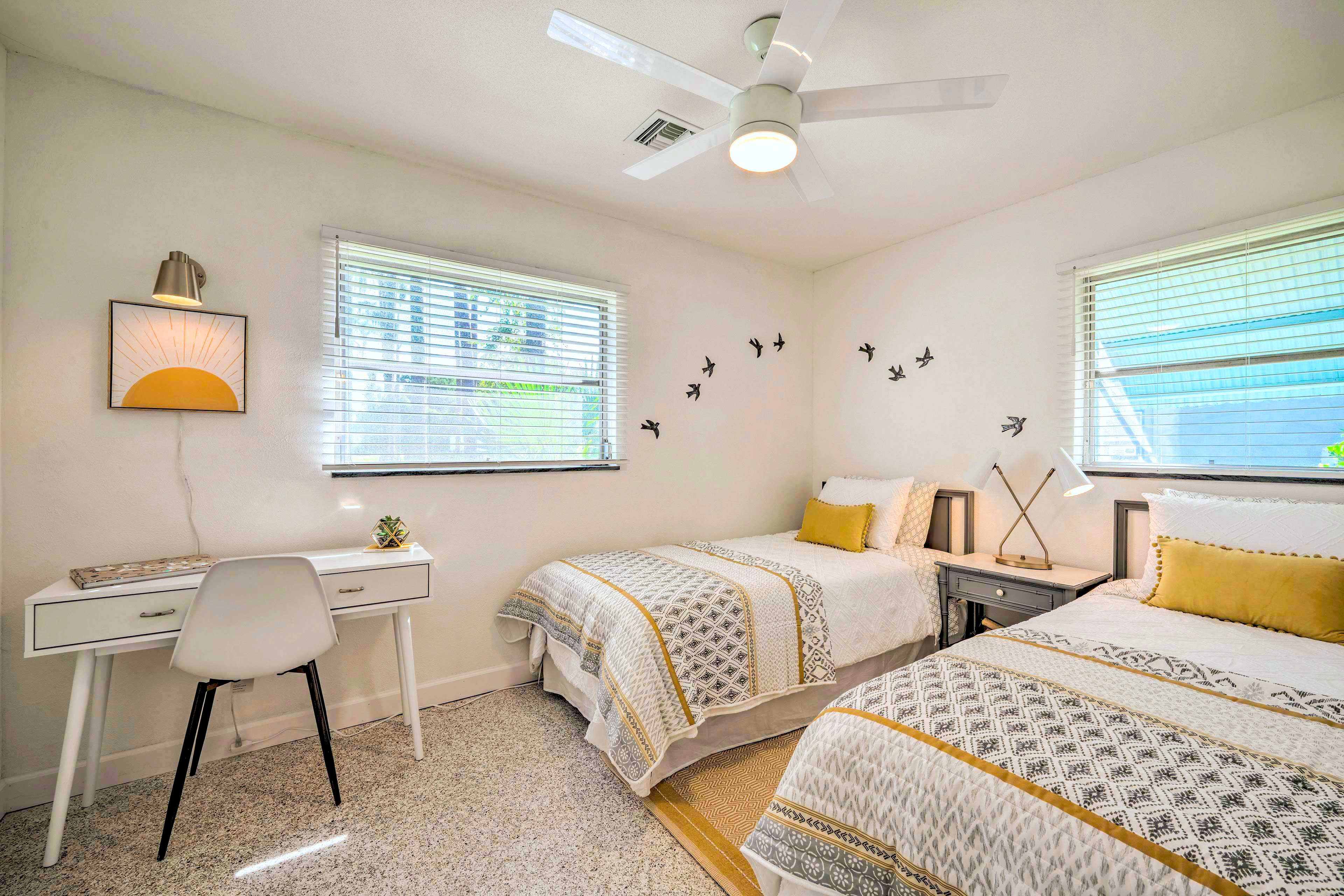 Bedroom 3 | 2 Twin XL Beds | Ceiling Fans
