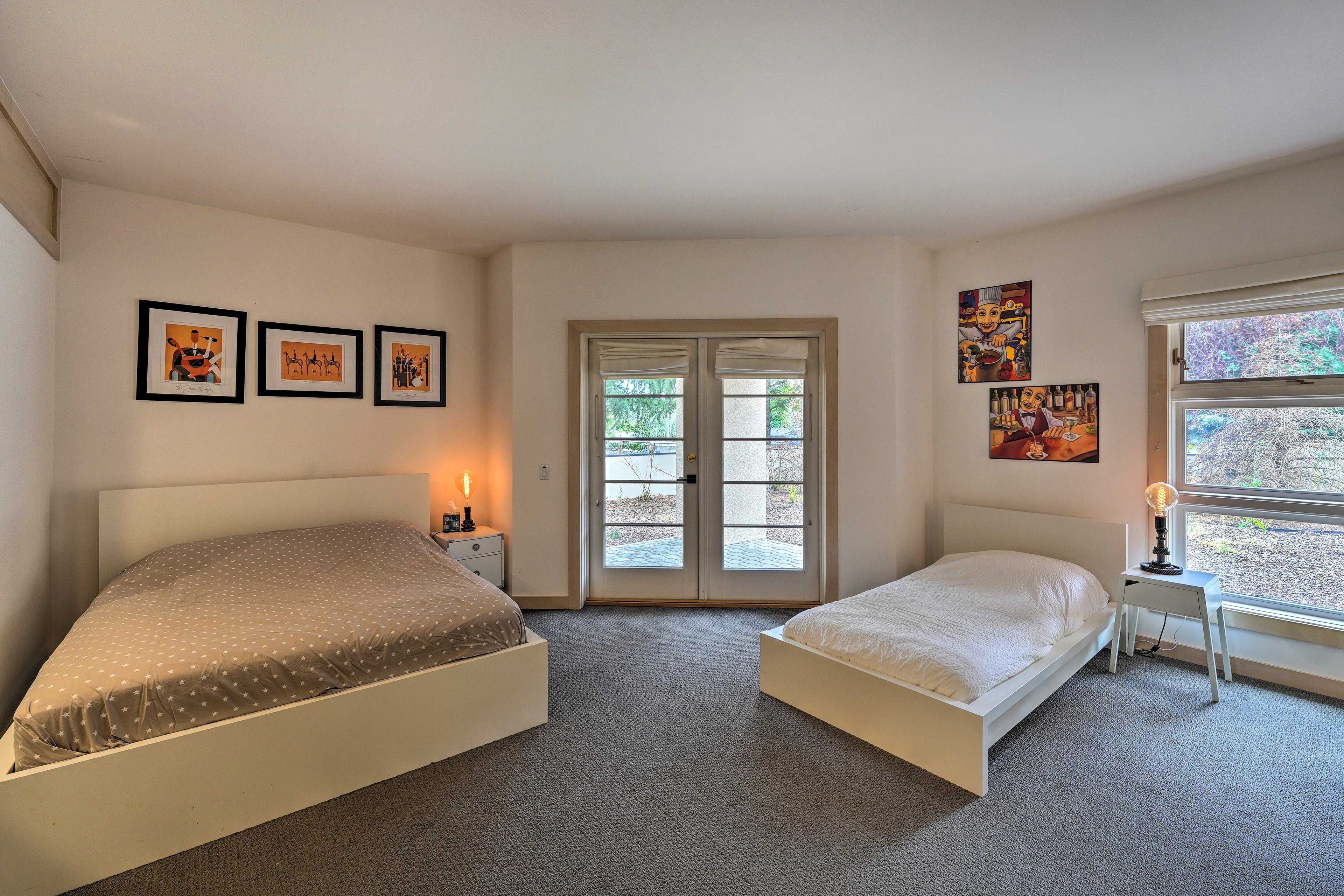 Bedroom 4 | Queen Bed | Twin Bed | WFH Desk | Patio Access