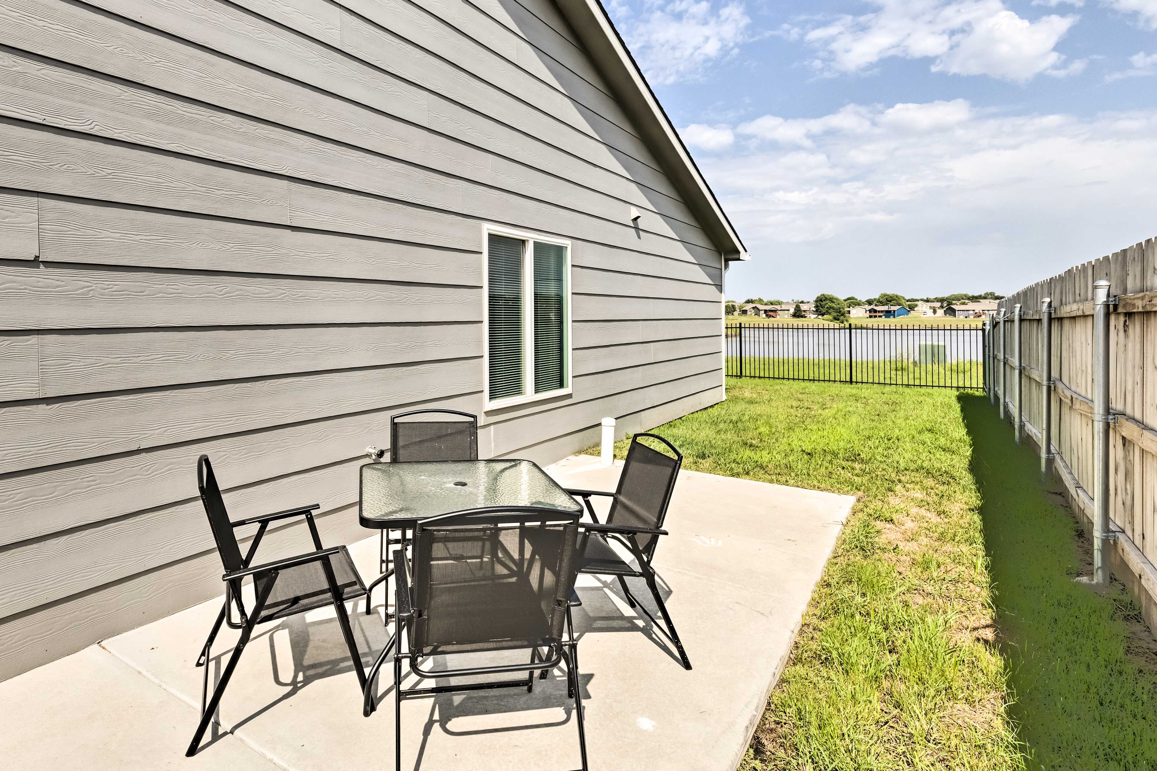 Patio | Lake Views | Fenced-In Yard