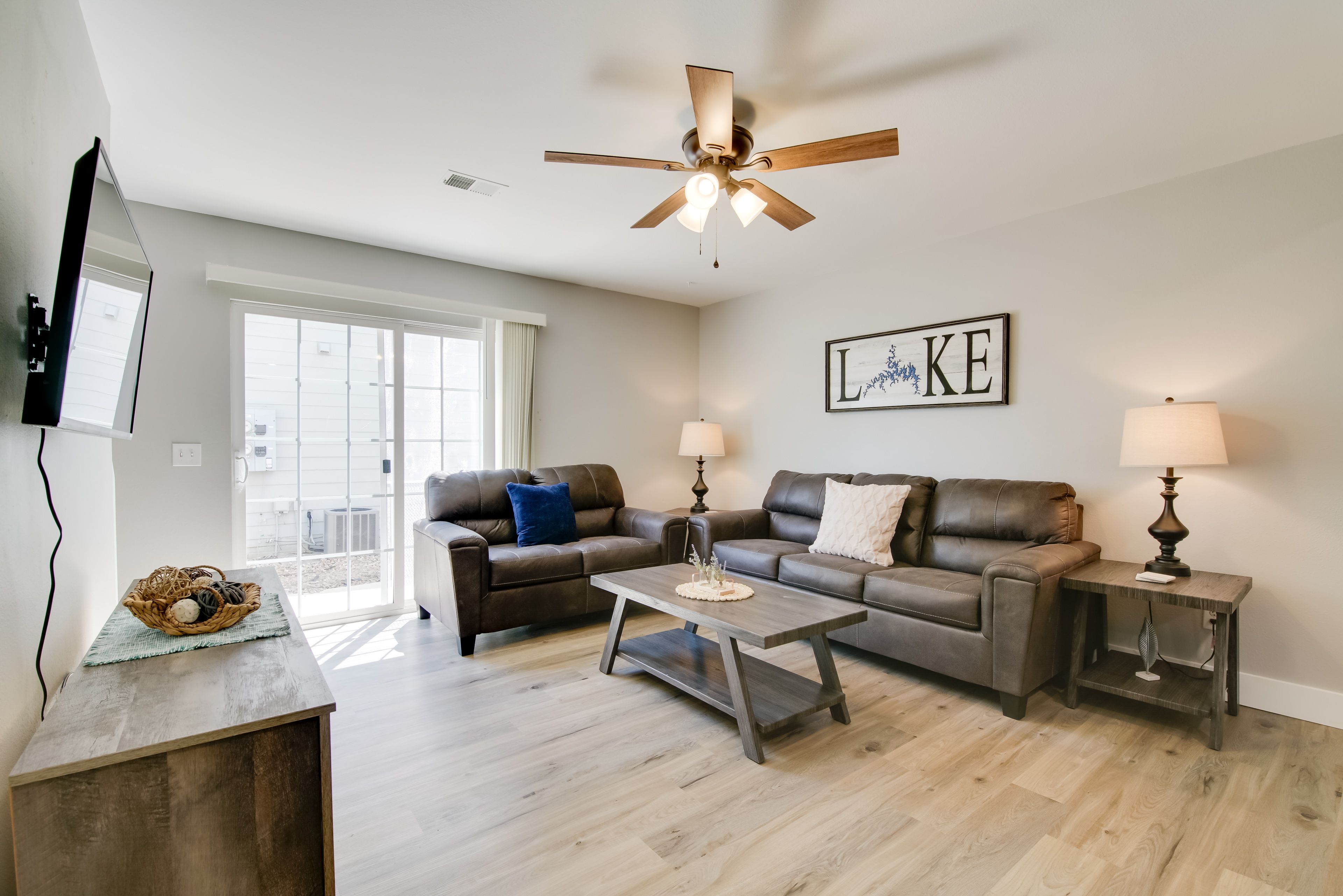 Living Room | Central Heating & A/C | Queen Sleeper Sofa | Patio Access