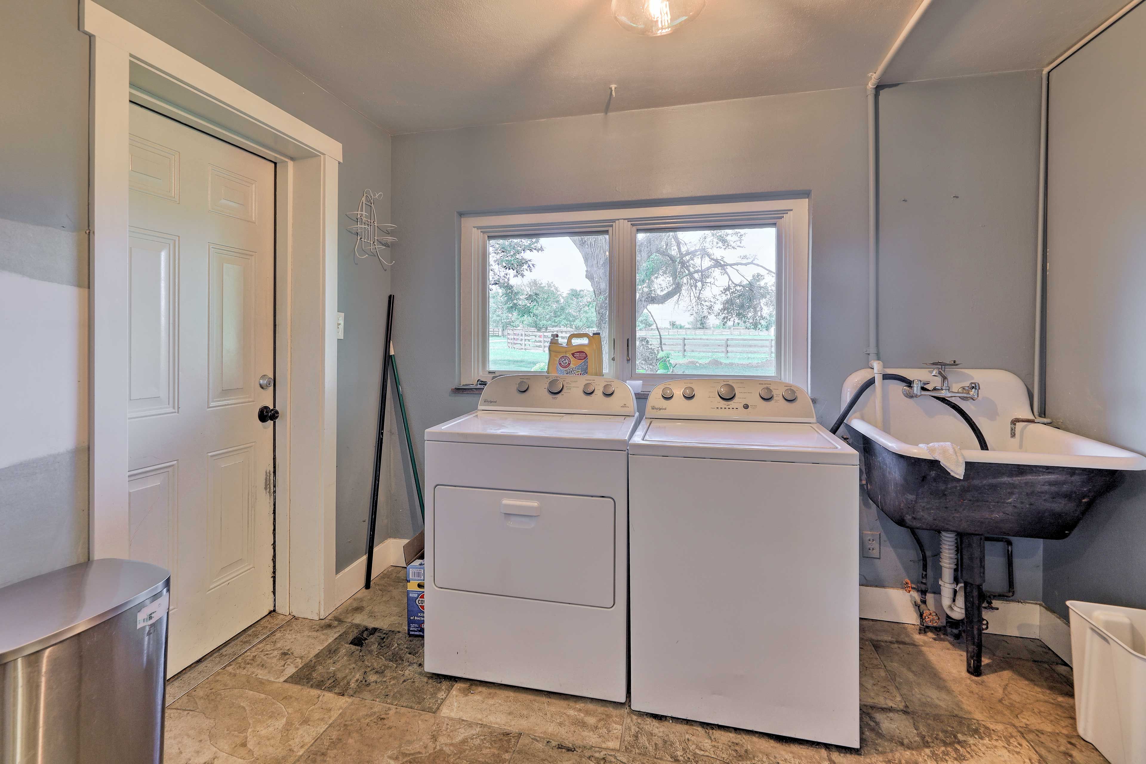 Laundry Room | Main Level | Washer + Dryer | Laundry Detergent | Iron + Board