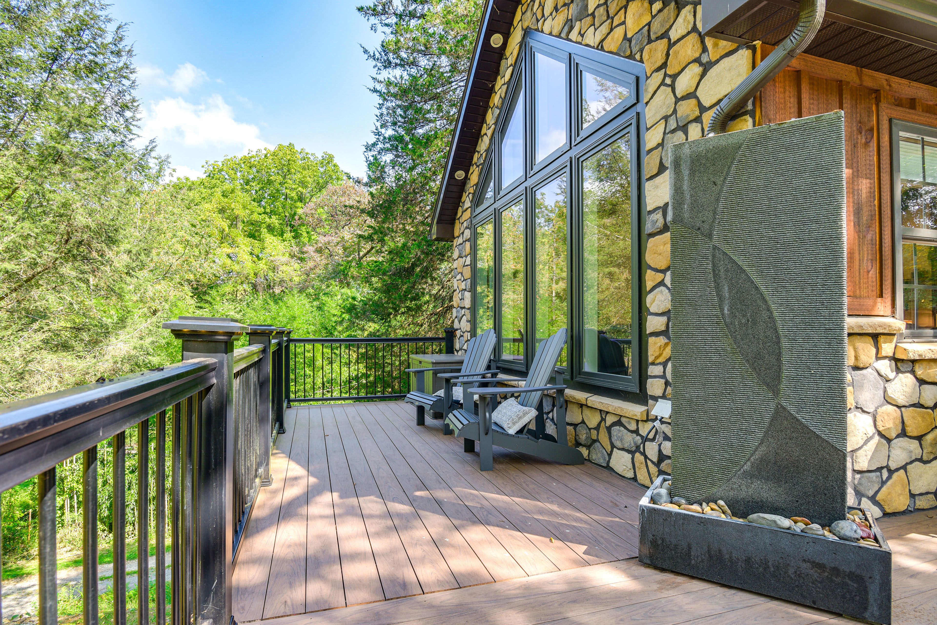 Cabin Exterior | Furnished Deck | Dining Area | Gas Grill
