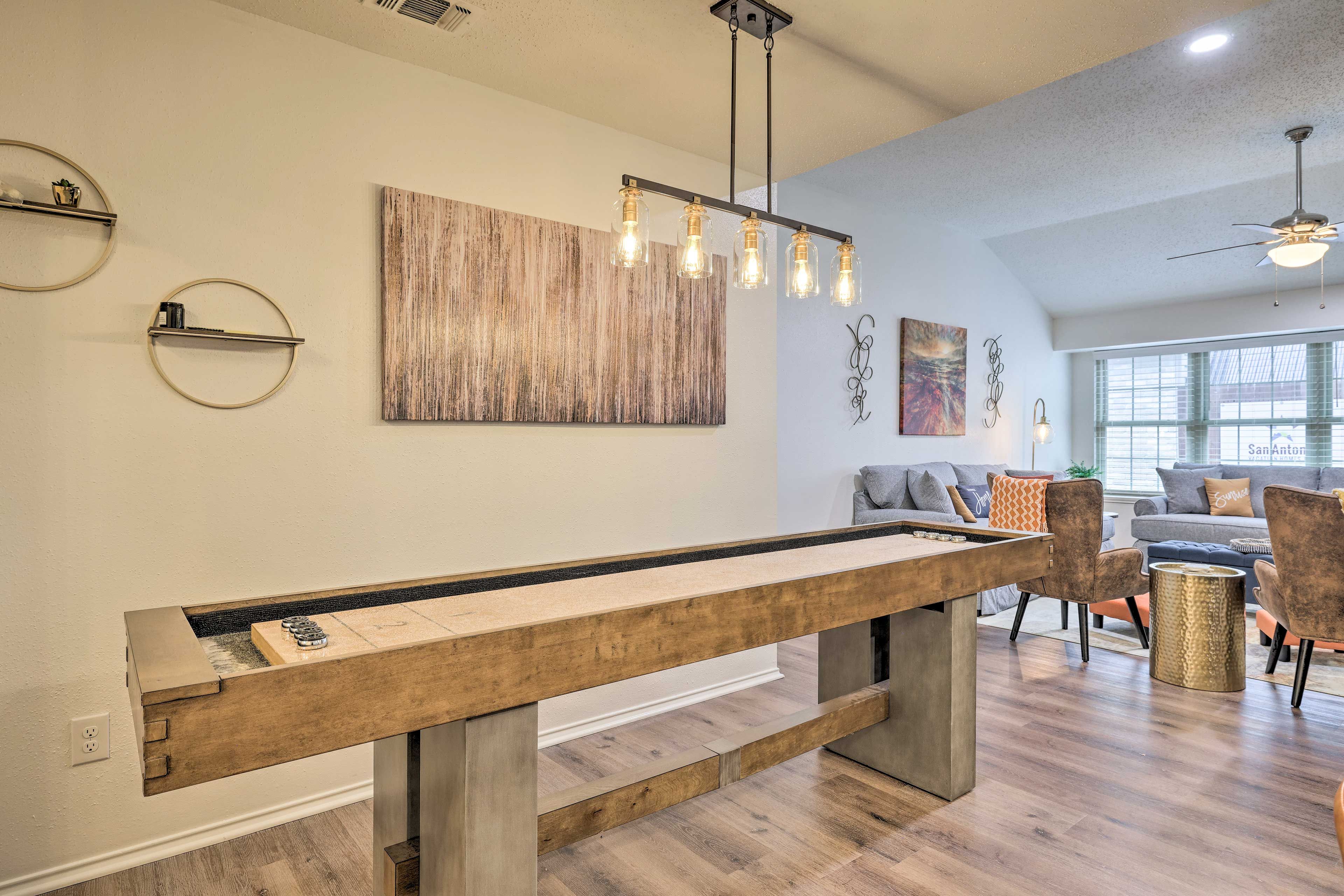 Living Room | Shuffleboard w/ Shuffle Bowling