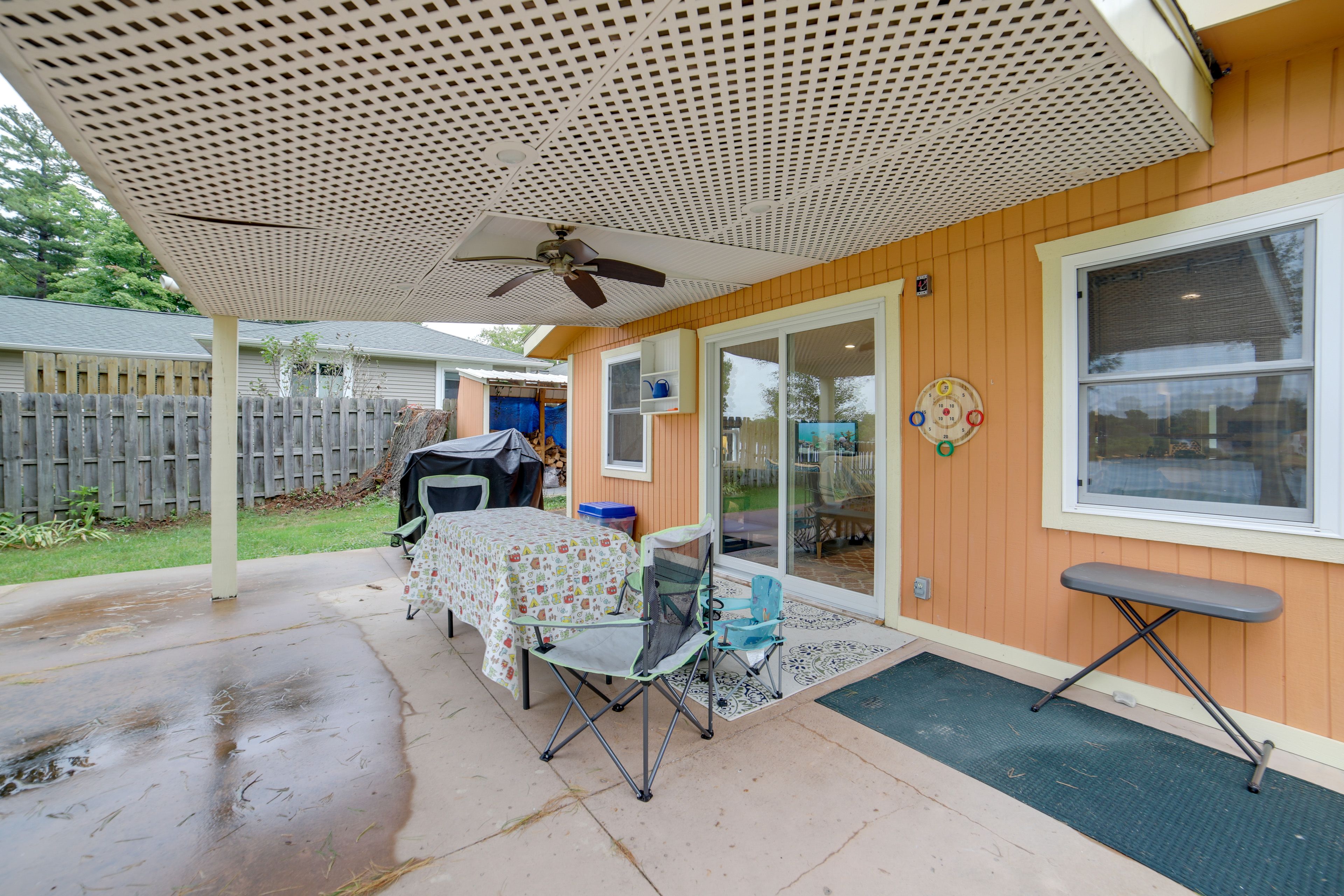 Private Patio | Wood Pellet Grill/Smoker Combo | Lake Views/Access