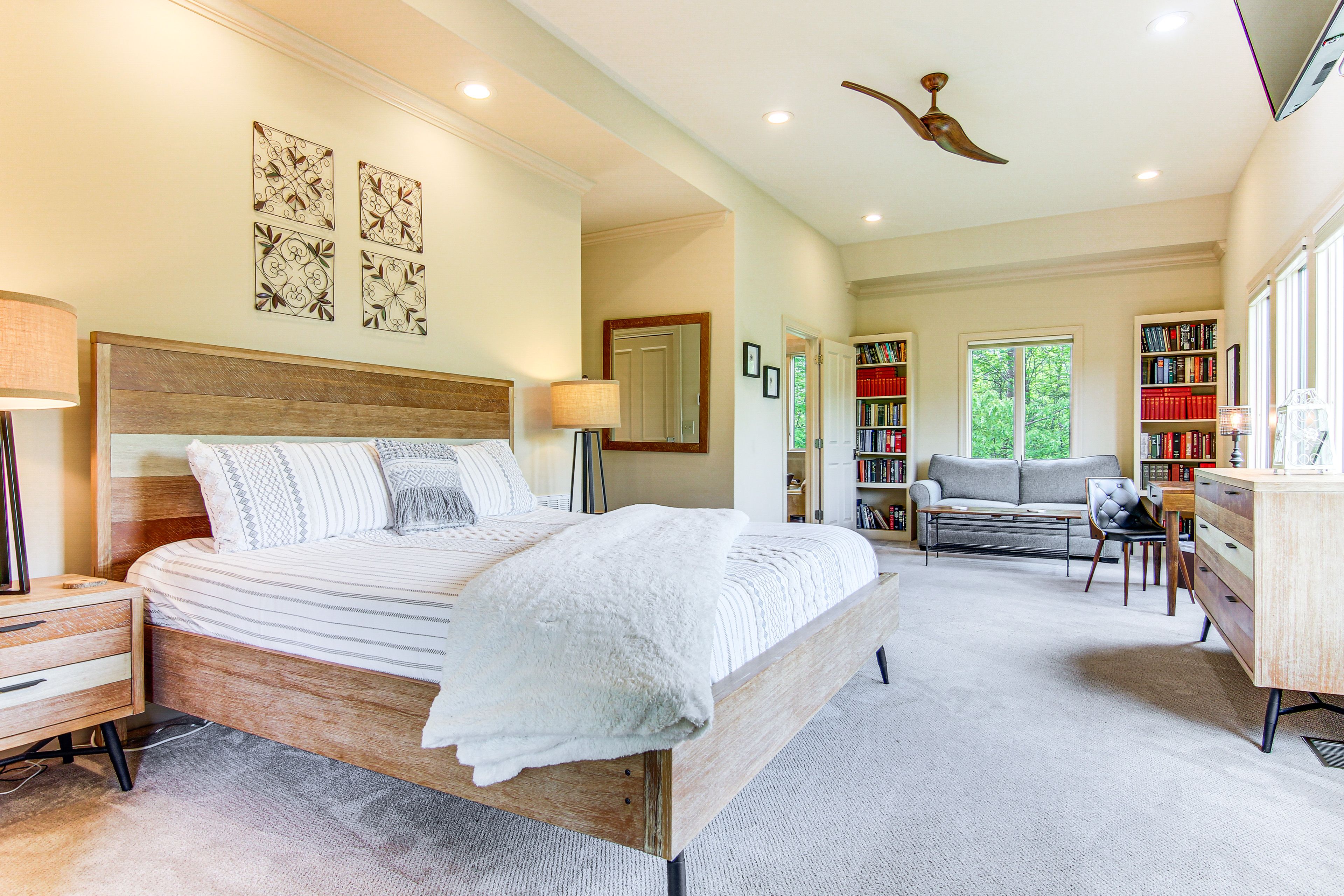 Bedroom 1 | Upper Level | California King Bed | Full Sleeper Sofa | Smart TV