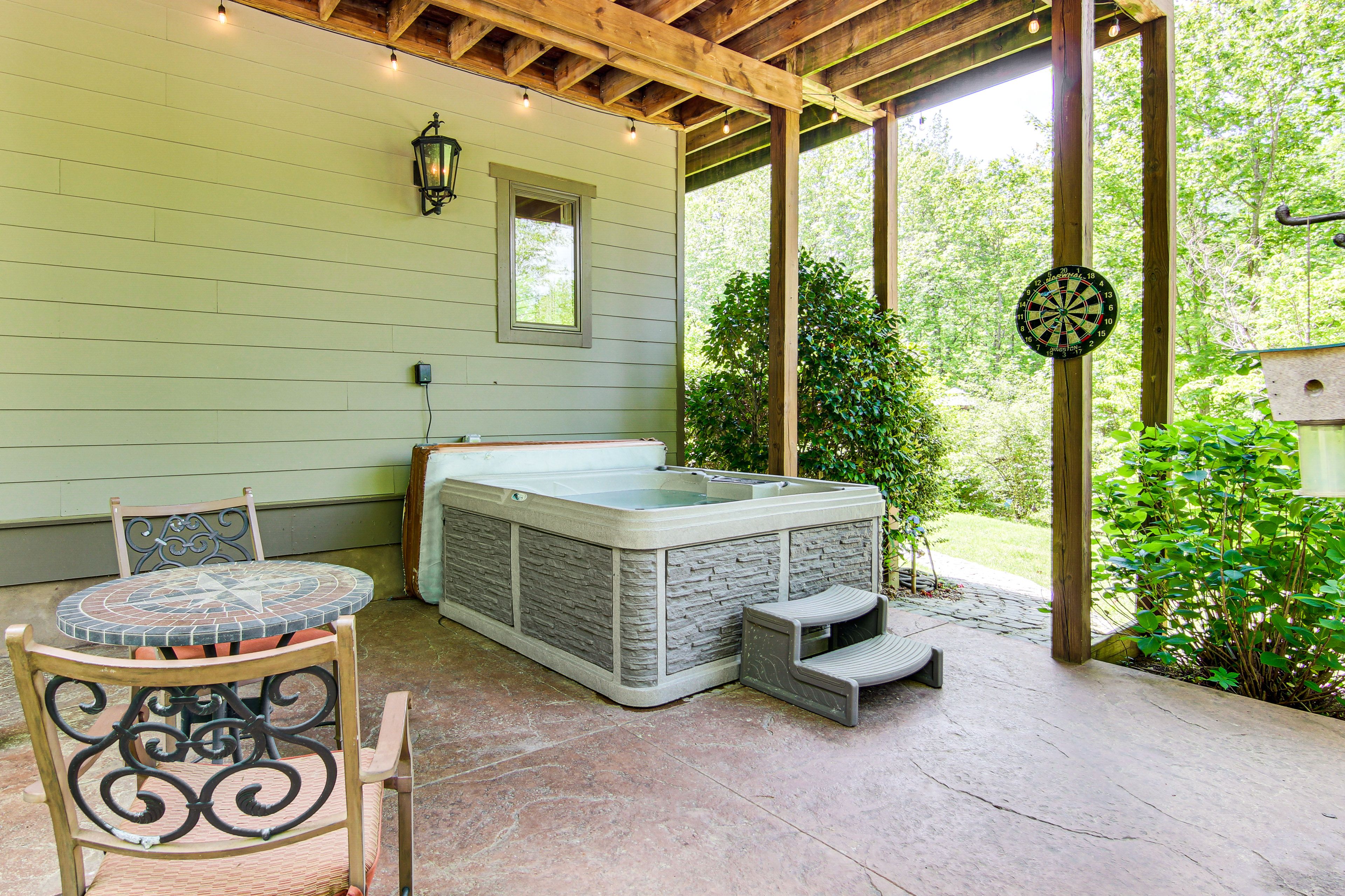 Patio | Private Hot Tub | Dining Area