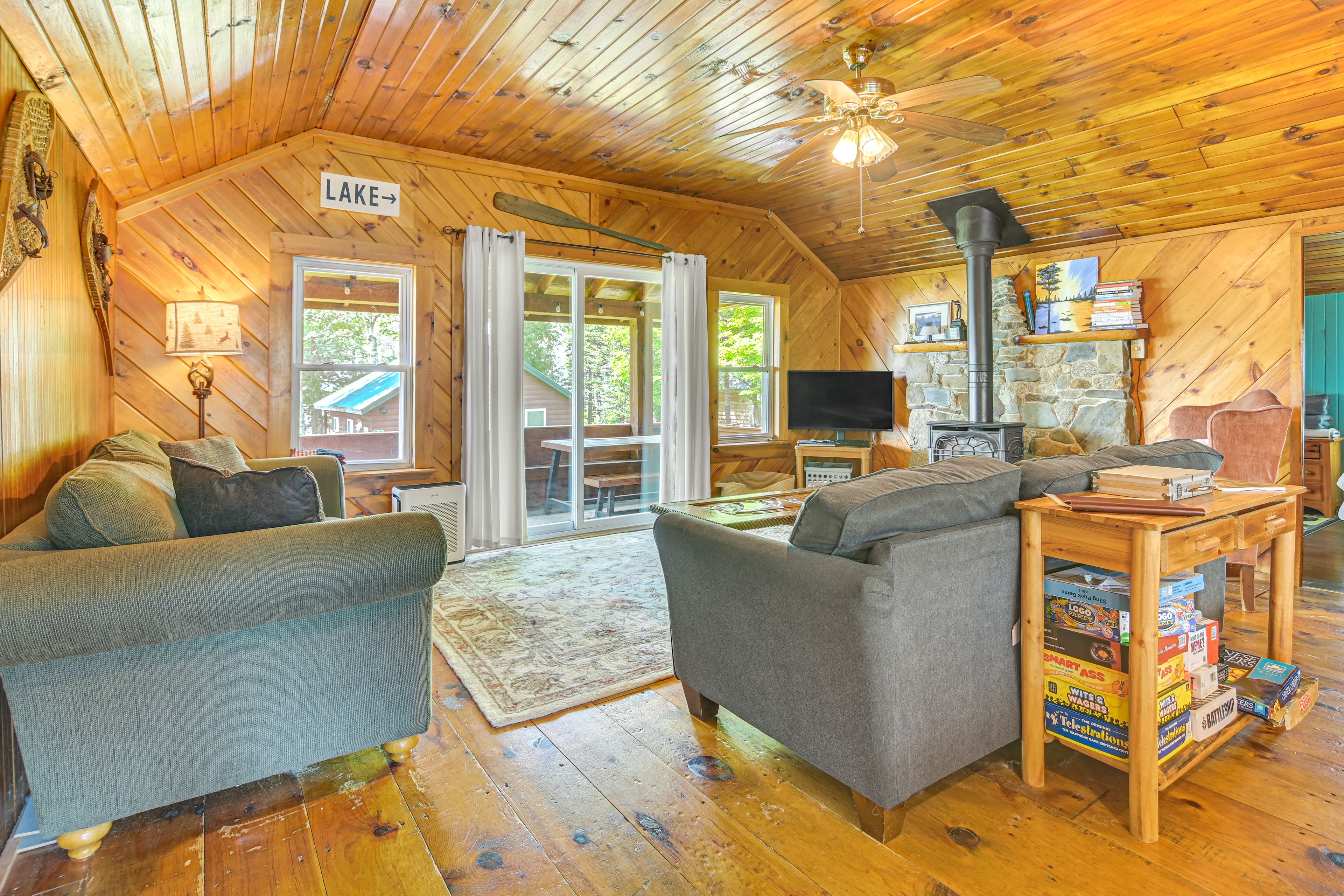 Rangeley Vacation Rental | 2BR | 1BA | Stairs Required for Access | 1,053 Sq Ft