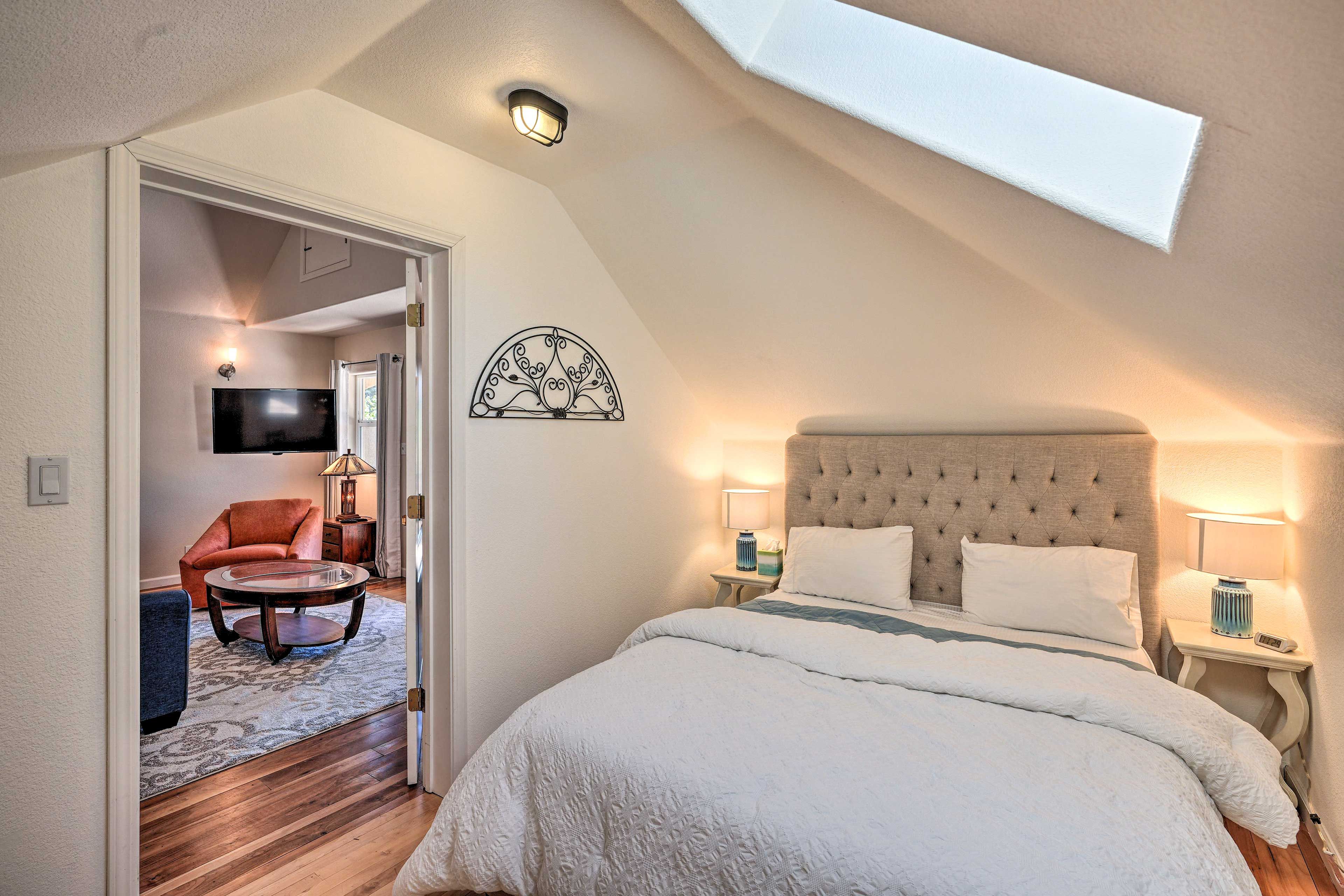 Bedroom 1 | Queen Bed | Dresser | Hangers | Board Games