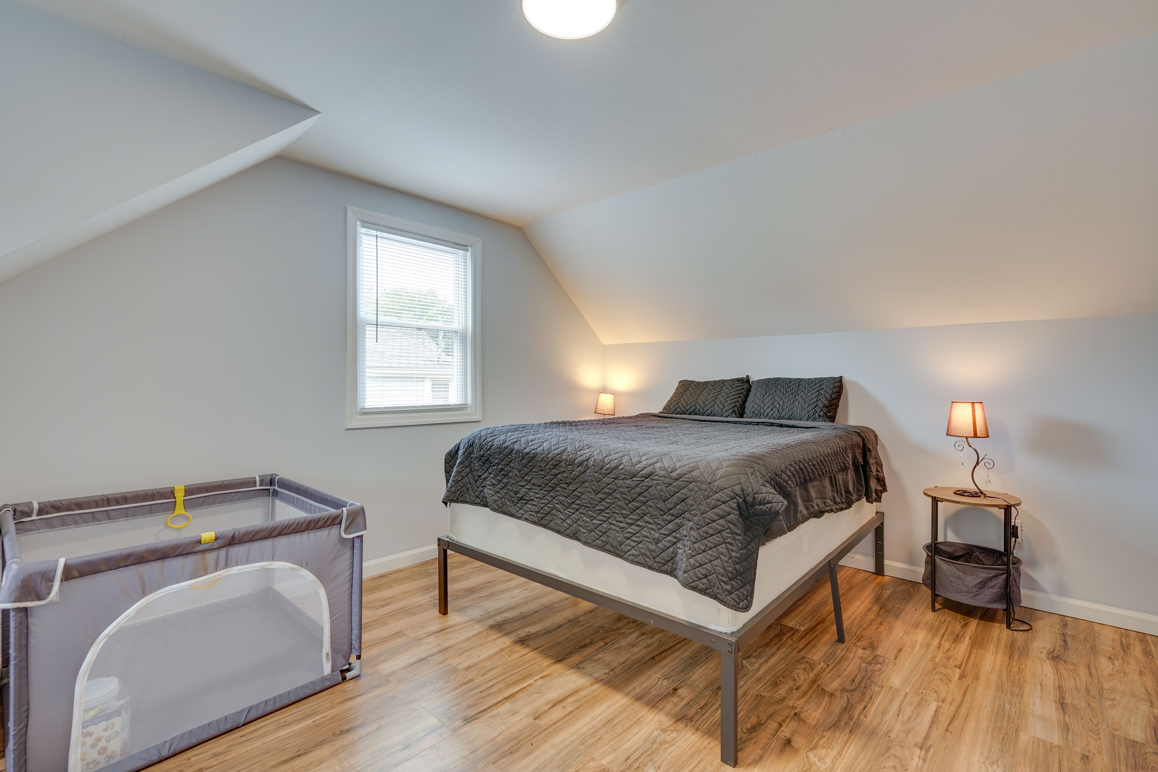 Bedroom 1 | Queen Bed | Pack 'n Play | Desk