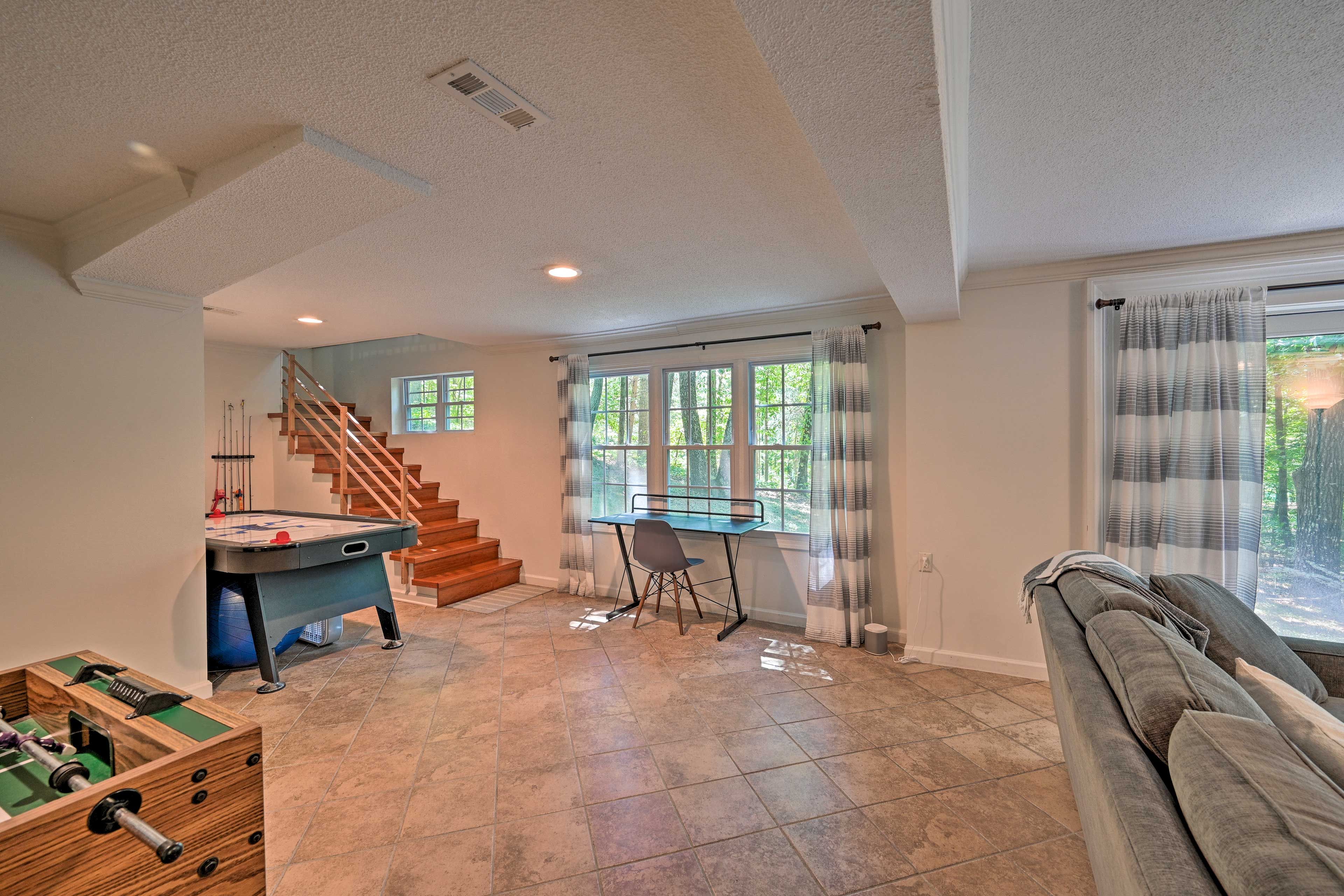Family Room | 1st Floor | Foosball | Air Hockey | Fishing Gear | Lake Access