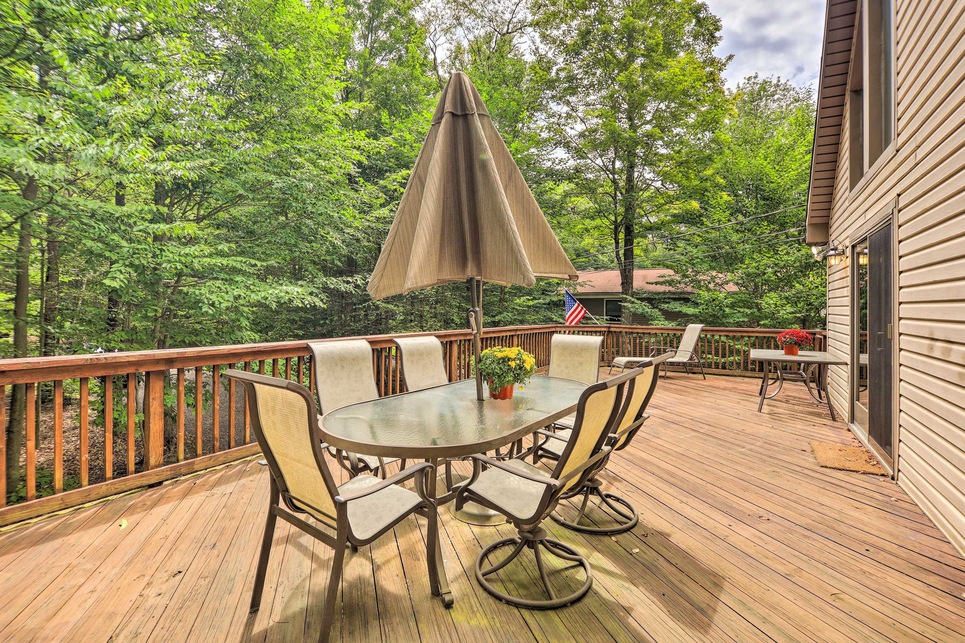 Deck | 3-Story Cabin | Gated Community