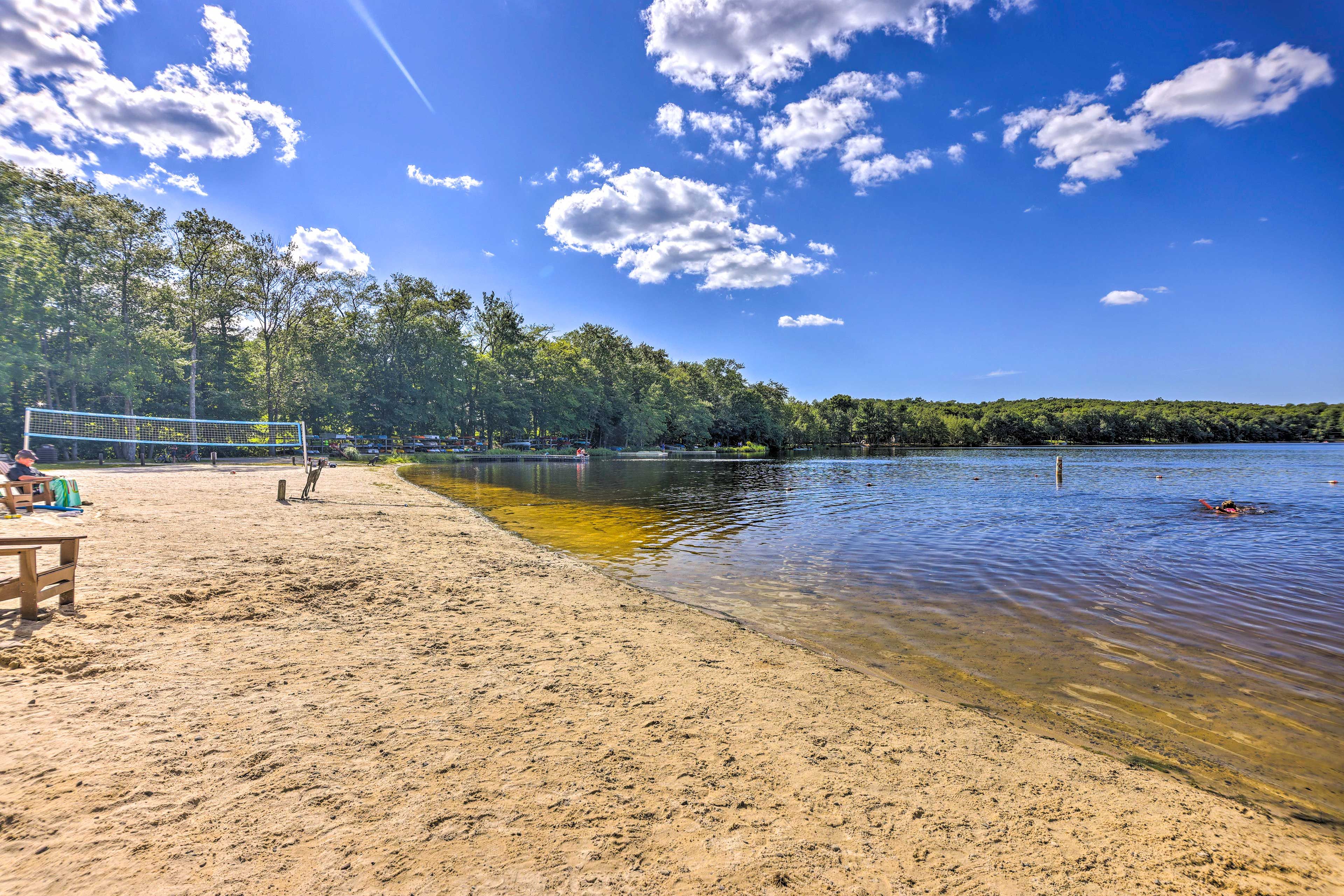 Big Bass Lake Community Beach | Picnic Tables | Playground