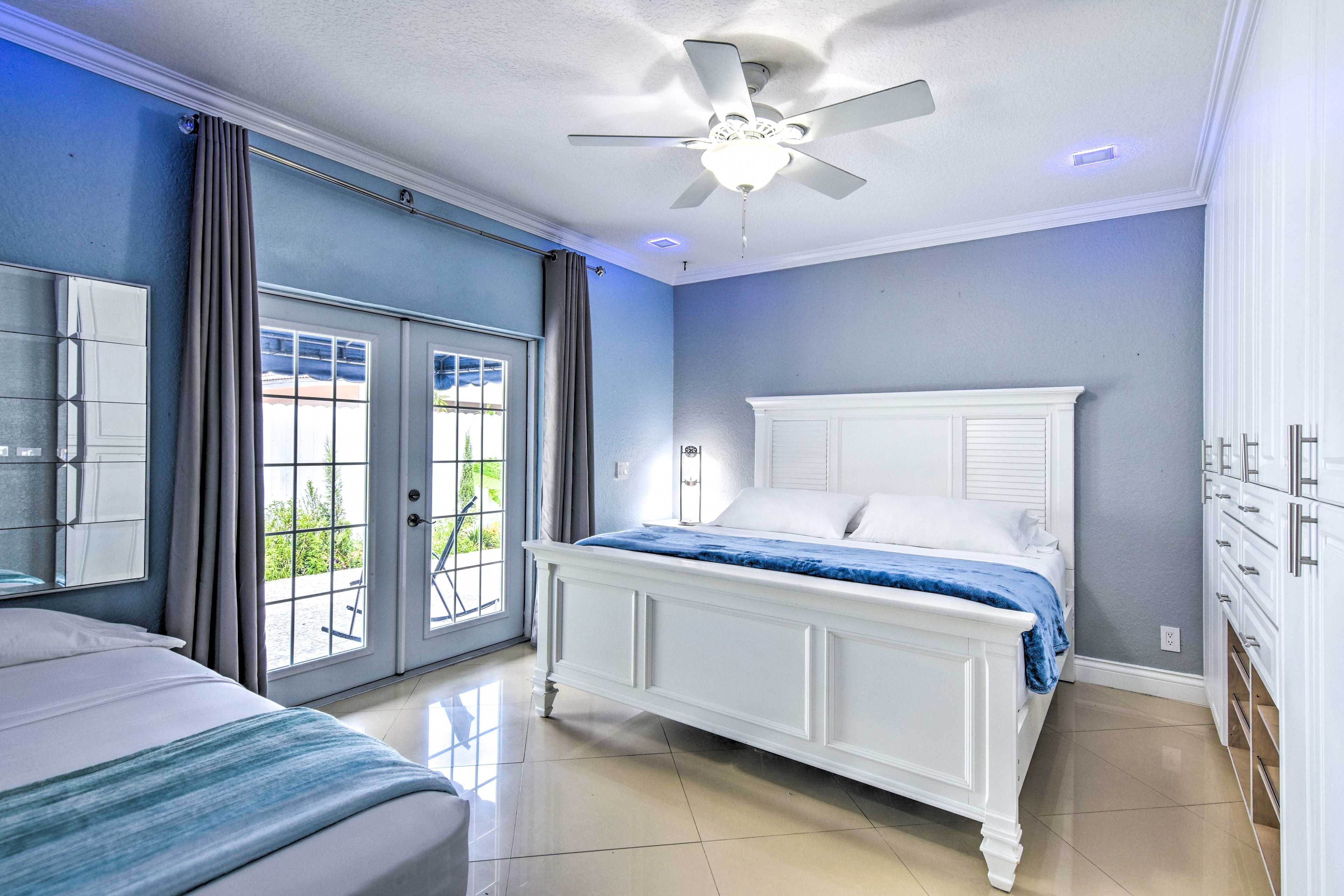 Bedroom 1 | King Bed | Linens Provided | Patio Access | Smart TV