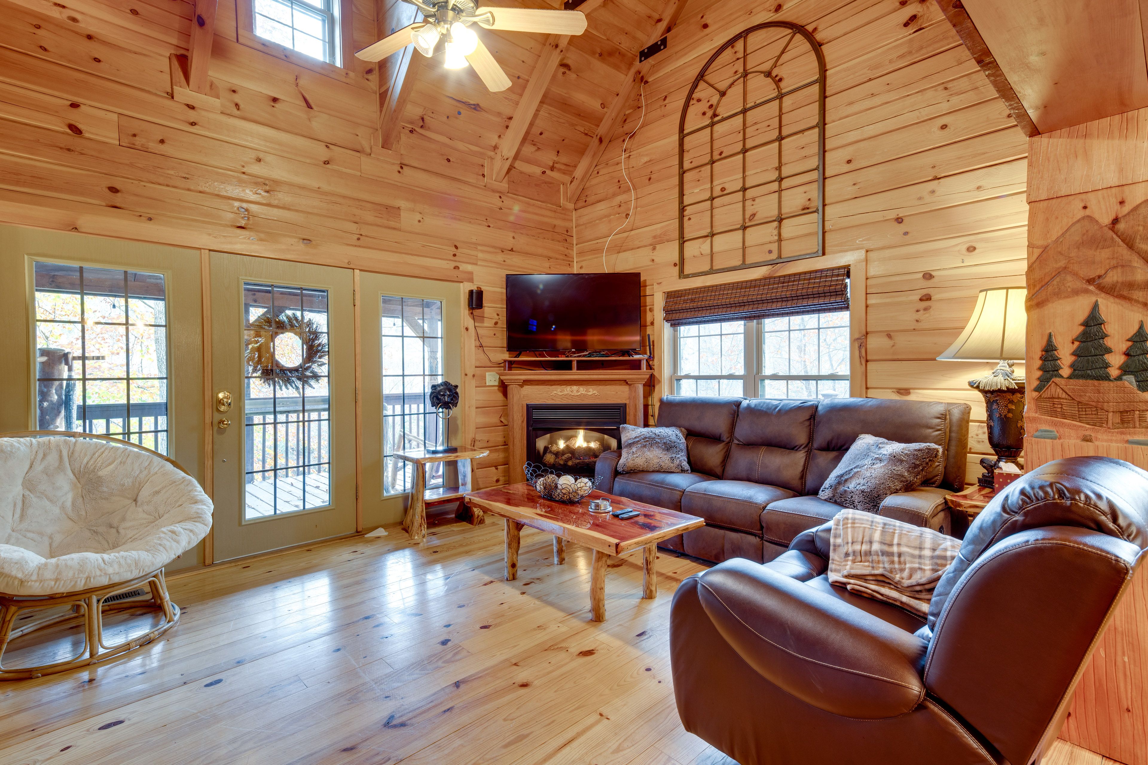 Living Room | Wood-Burning Fireplace | Central A/C