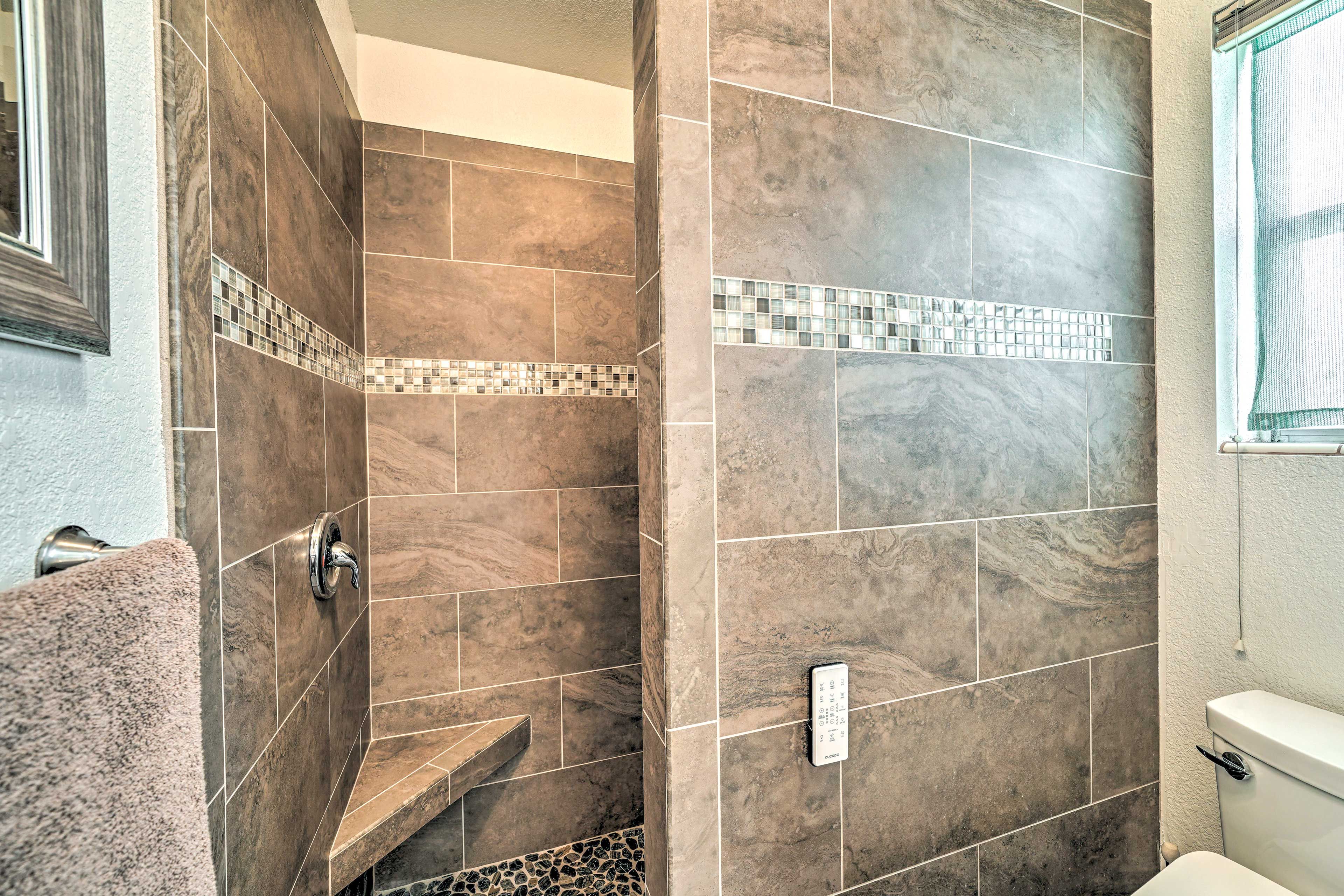Full Bathroom | Walk-In Shower | Complimentary Toiletries