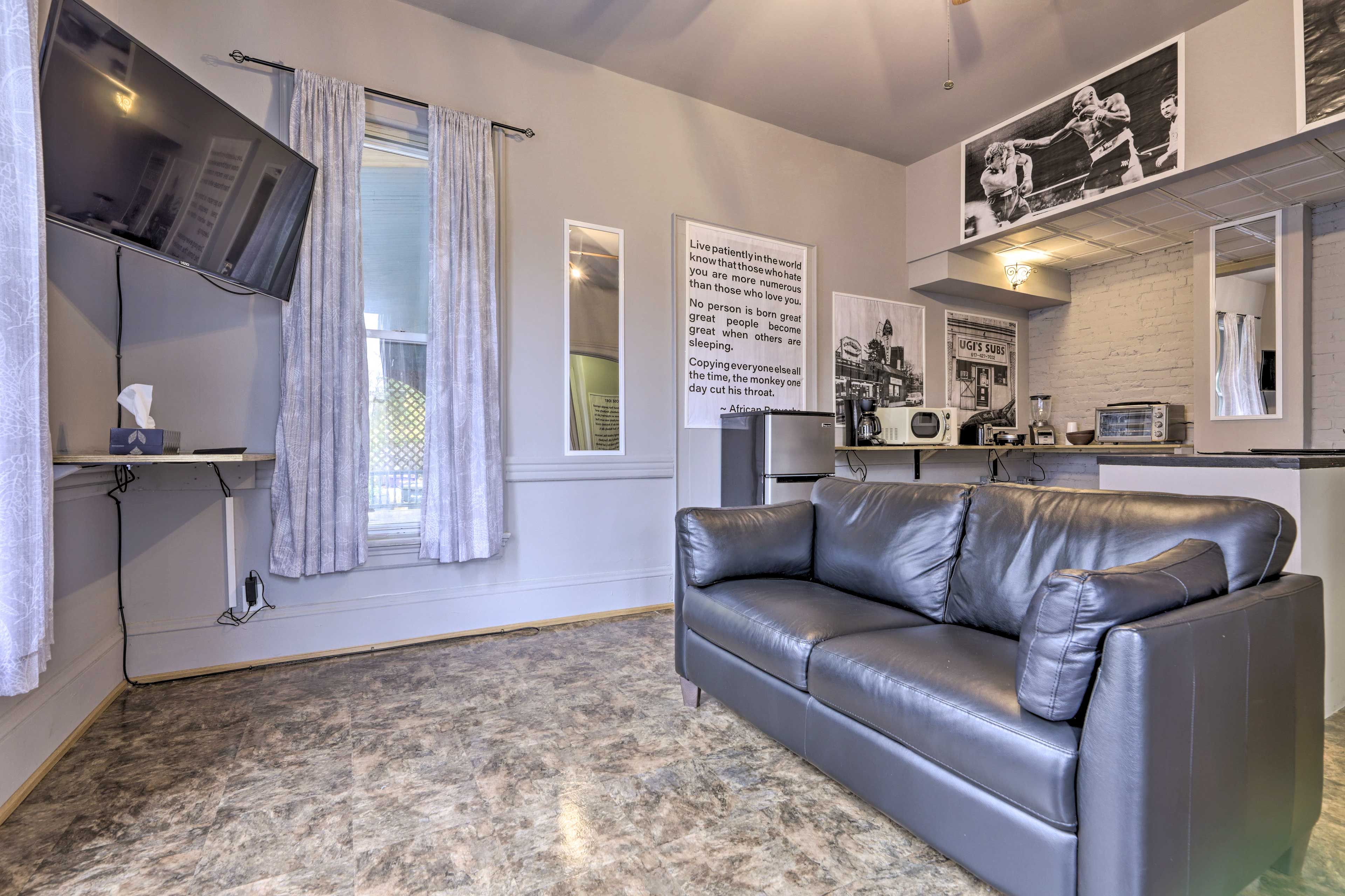 Family Room | Smart TV w/ Cable | Radiator Heating | Window A/C Units