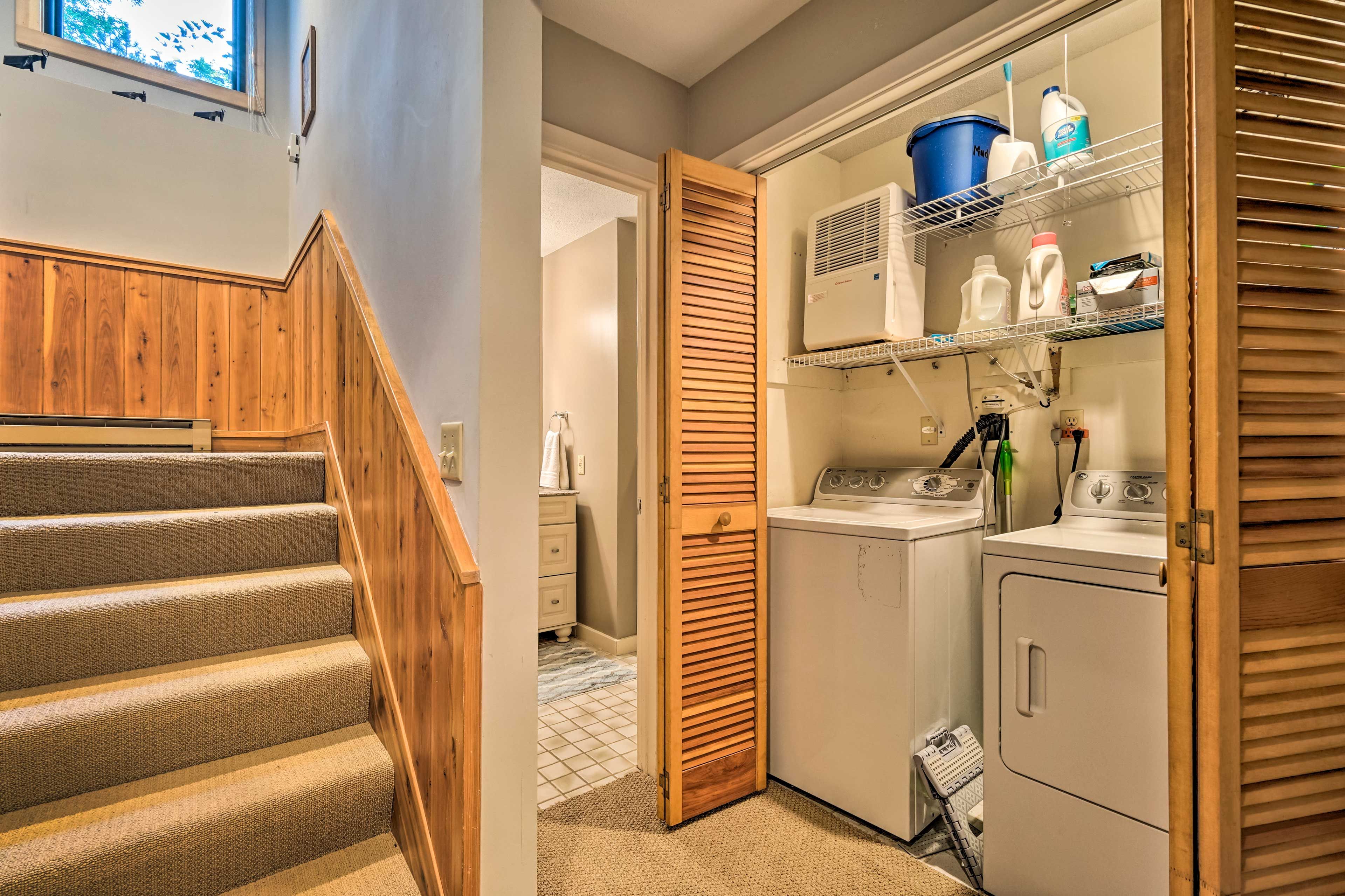 Stairs to Main Level | Laundry Closet | Washer + Dryer