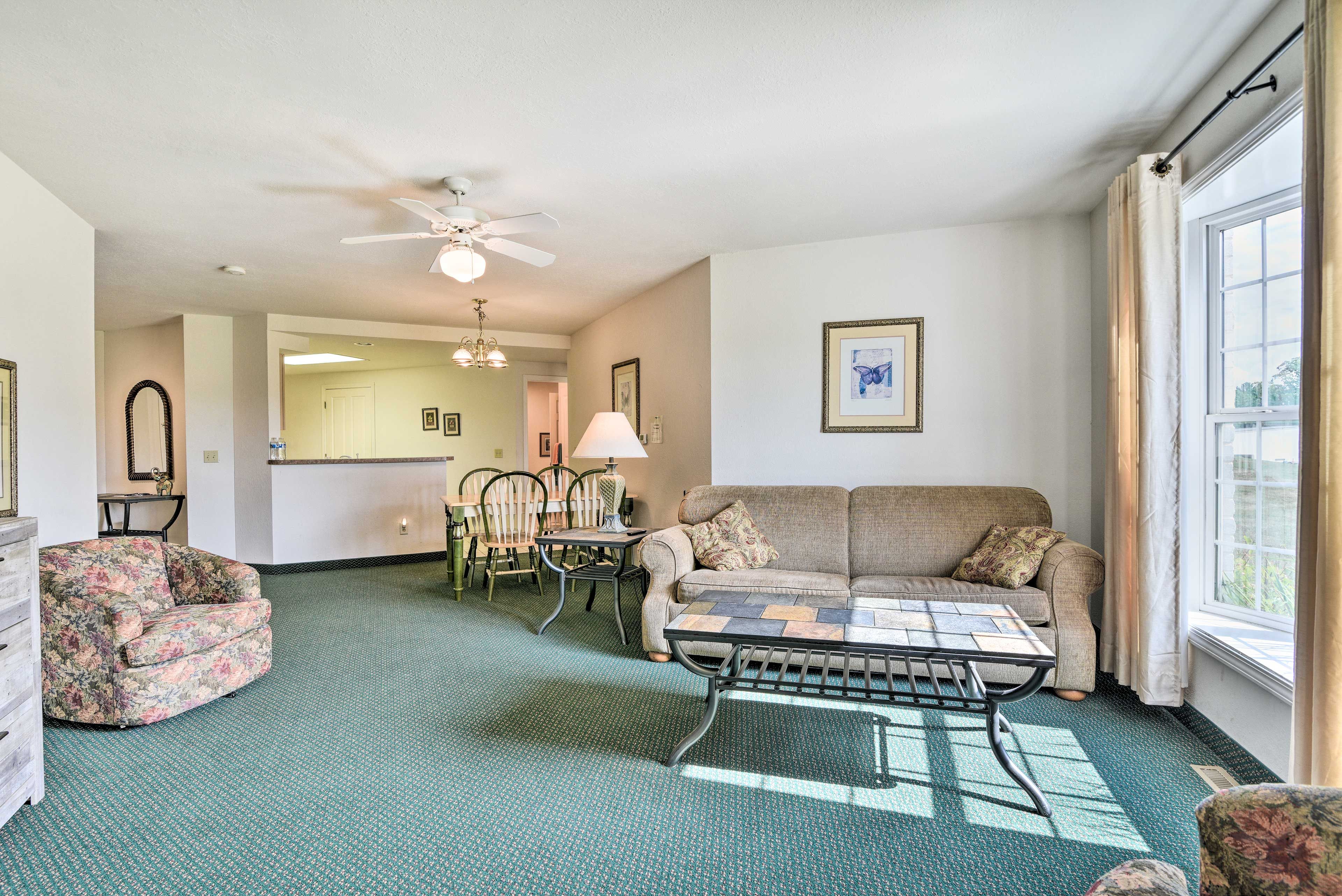 Living Room | Smart TV | King Sleeper Sofa | Central A/C & Heat | Porch Access