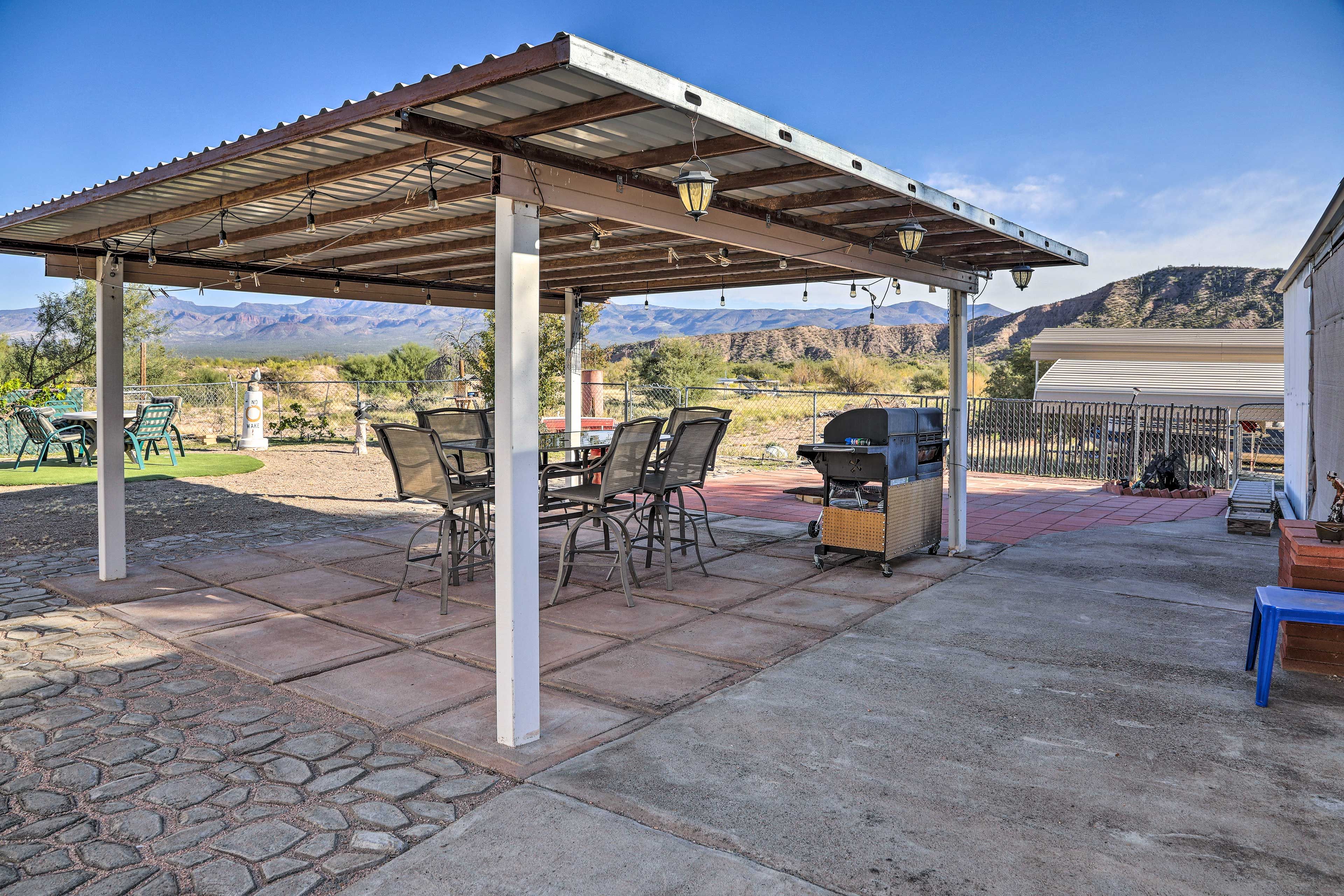 Covered Patio | Mountain Views | Gas & Charcoal Grills (Propane Provided)