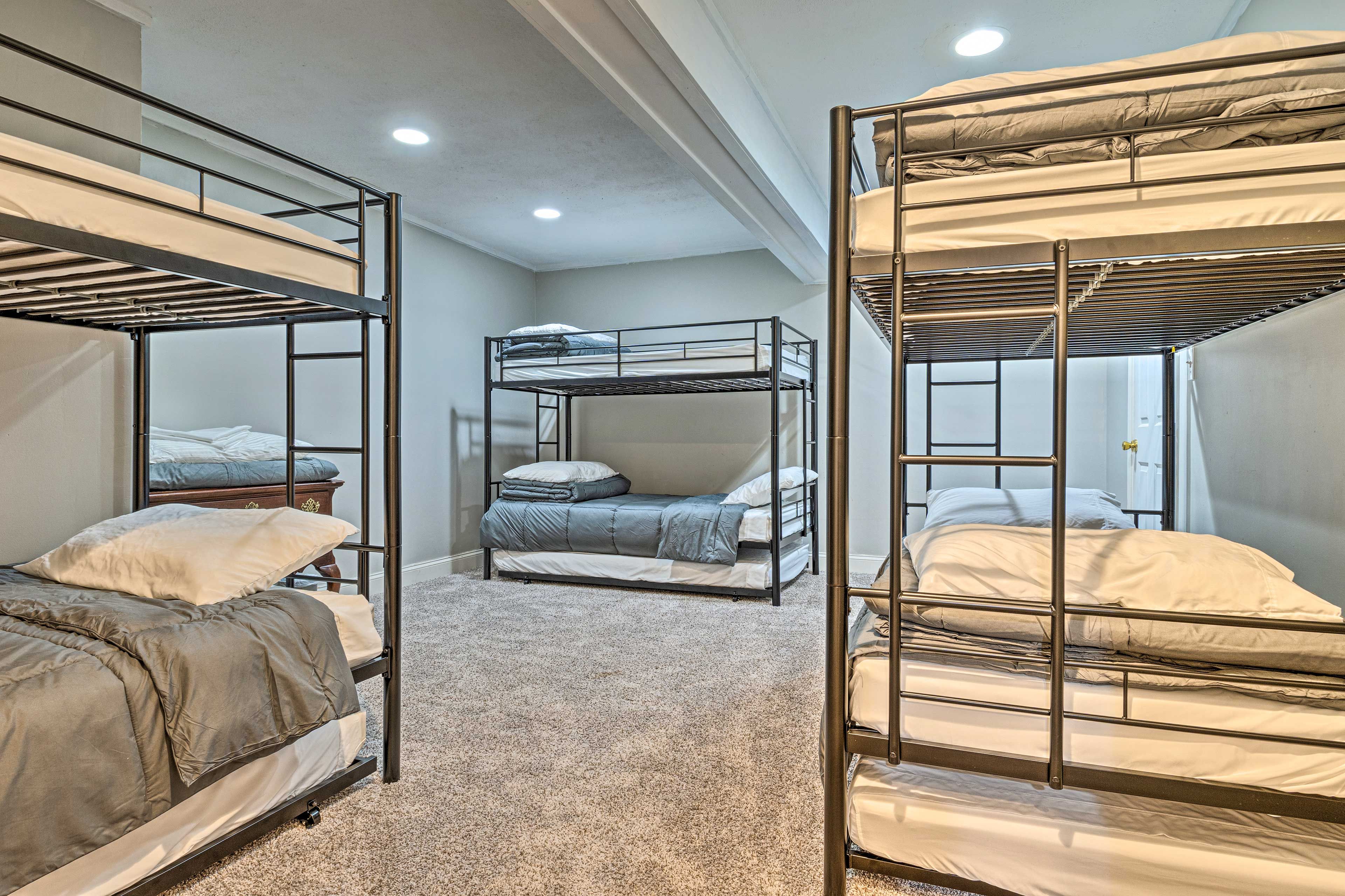 Bedroom 4 | 3 Twin Bunk Beds | 3 Twin Trundles | Basement