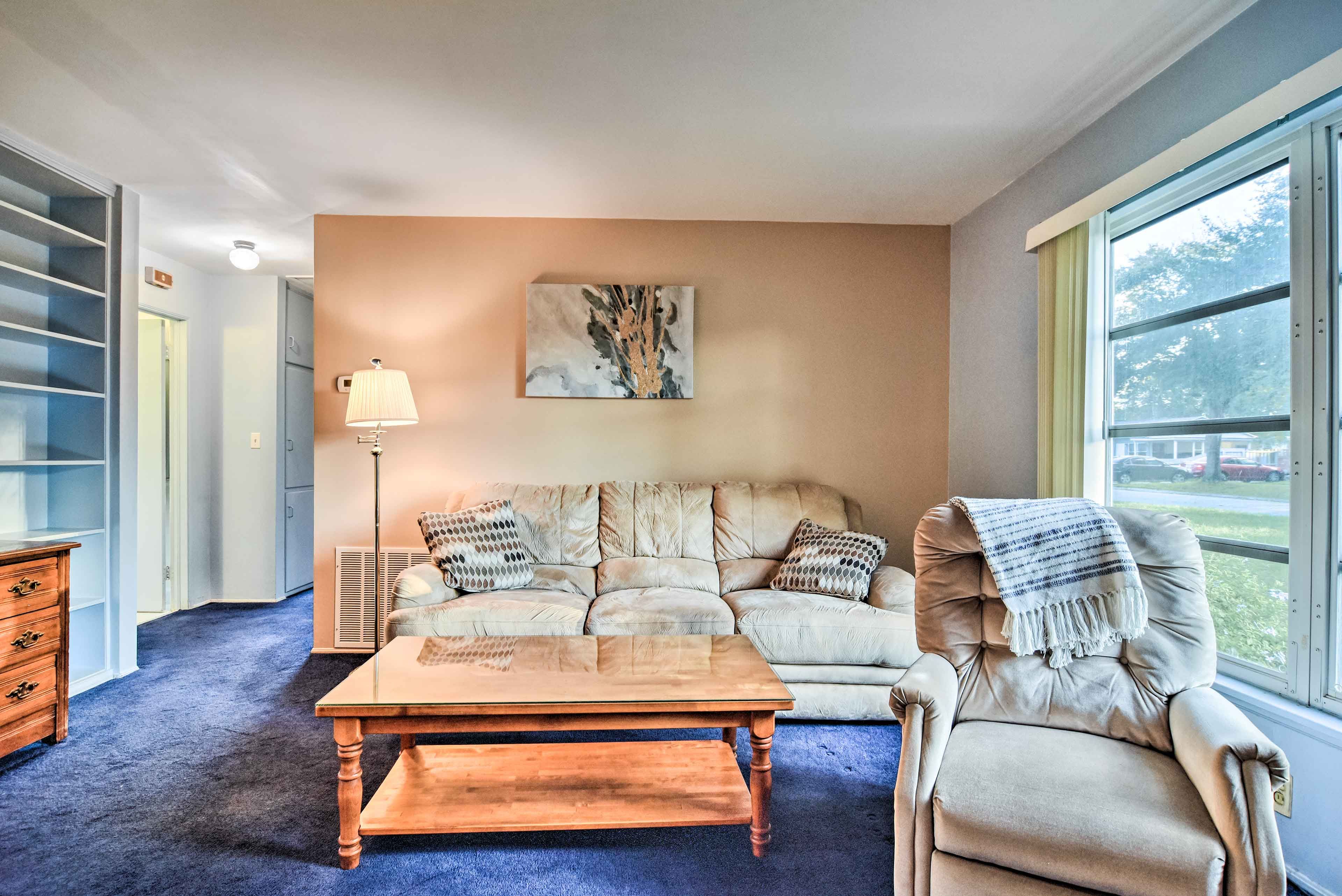 Living Room | Smart TV | Central A/C | Single-Story Home | 1,100 Sq Ft