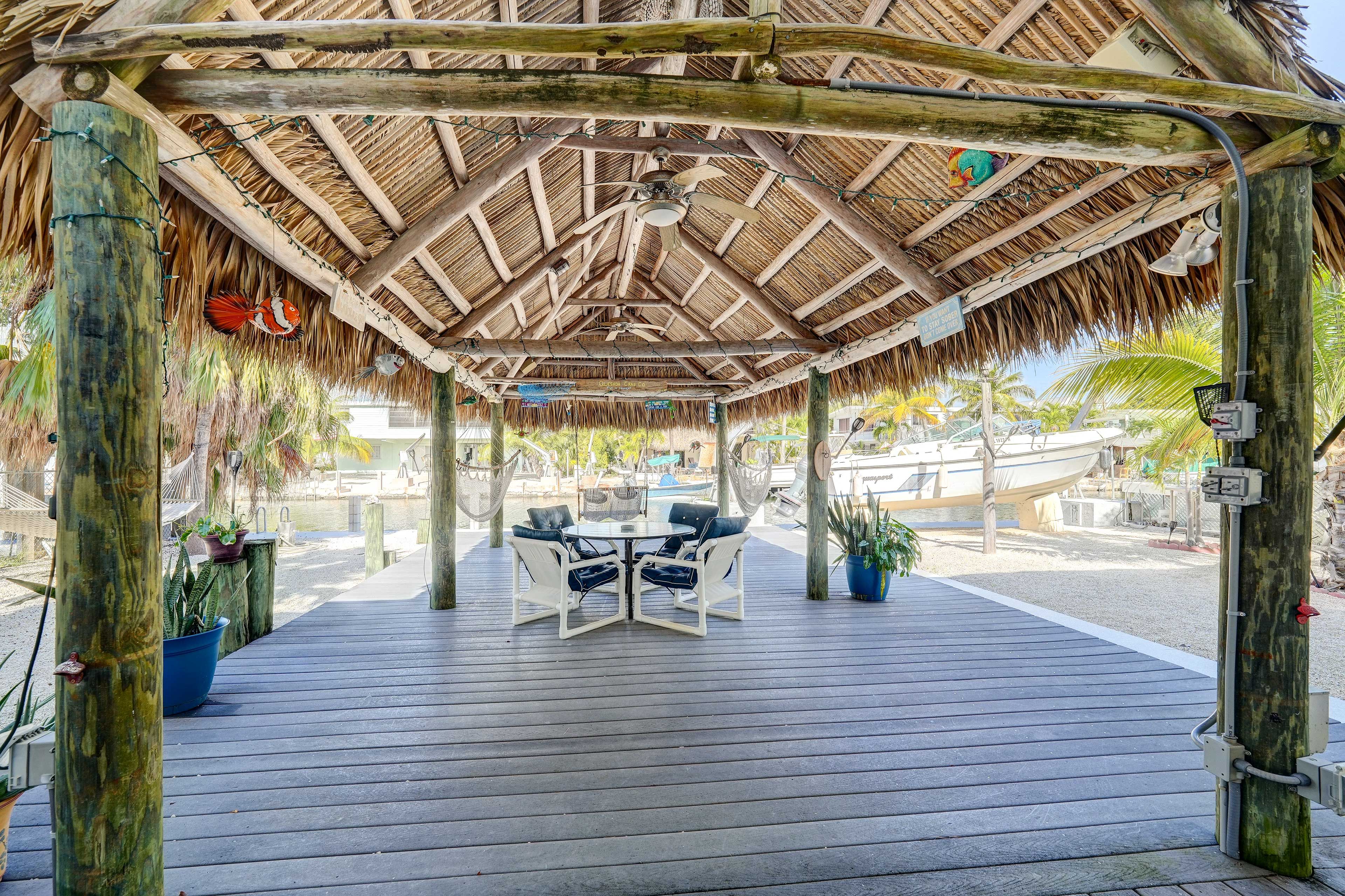 Thatched-Roof Deck | Hammocks | Dining Area