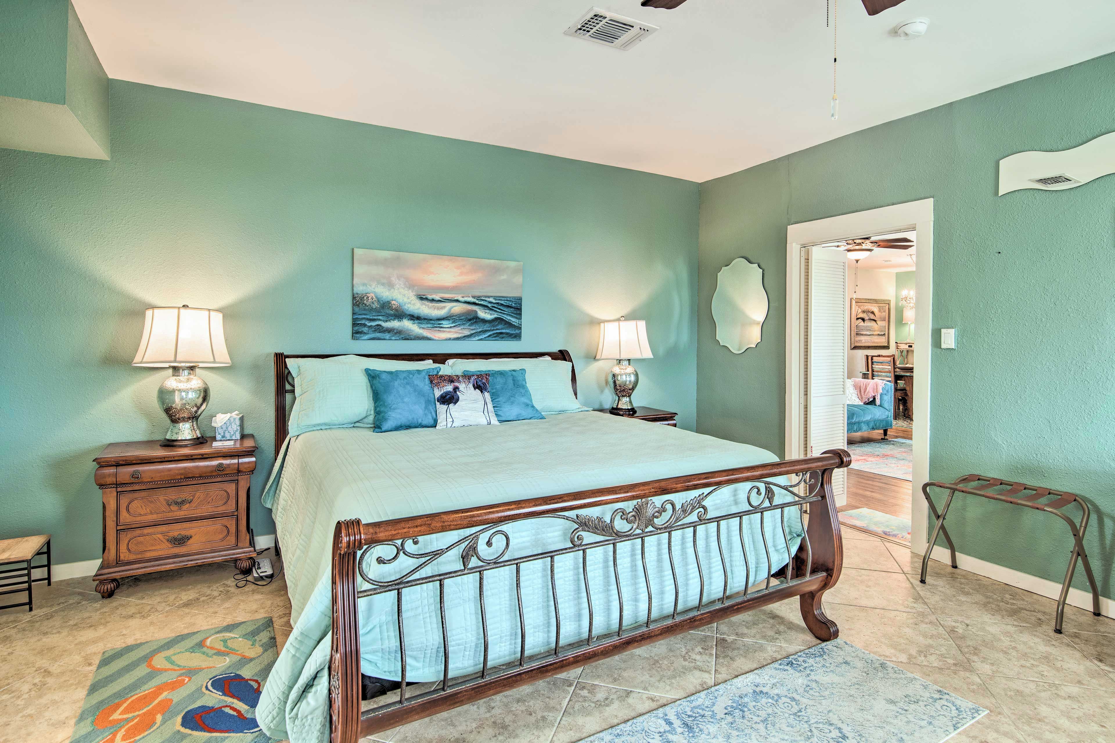 Bedroom 1 | King Bed | Smart TV w/ Cable | 2 Queen Air Mattresses Available