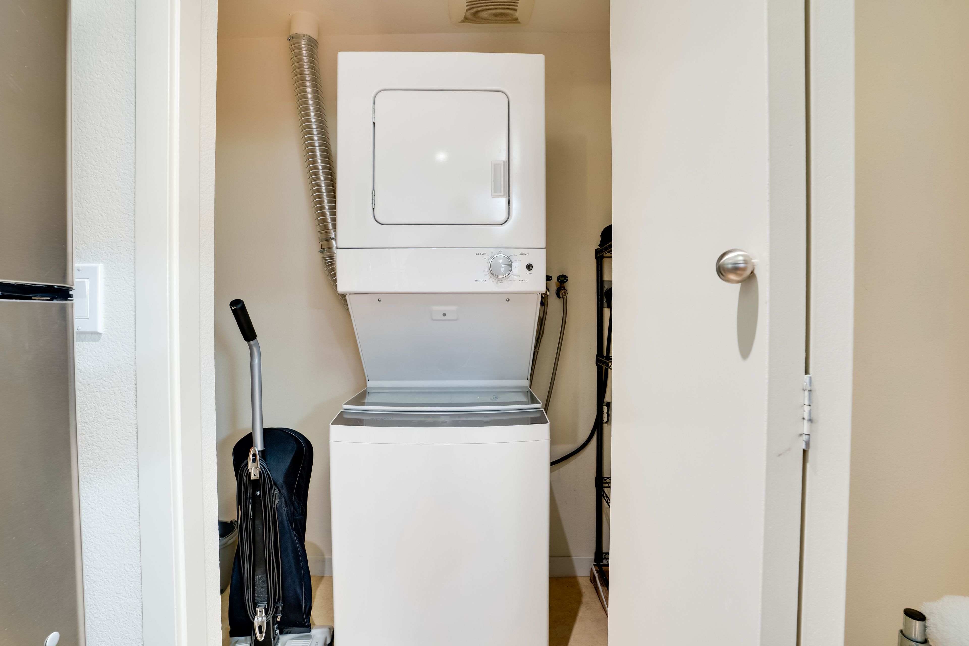 Stackable Washer + Dryer | Iron/Board