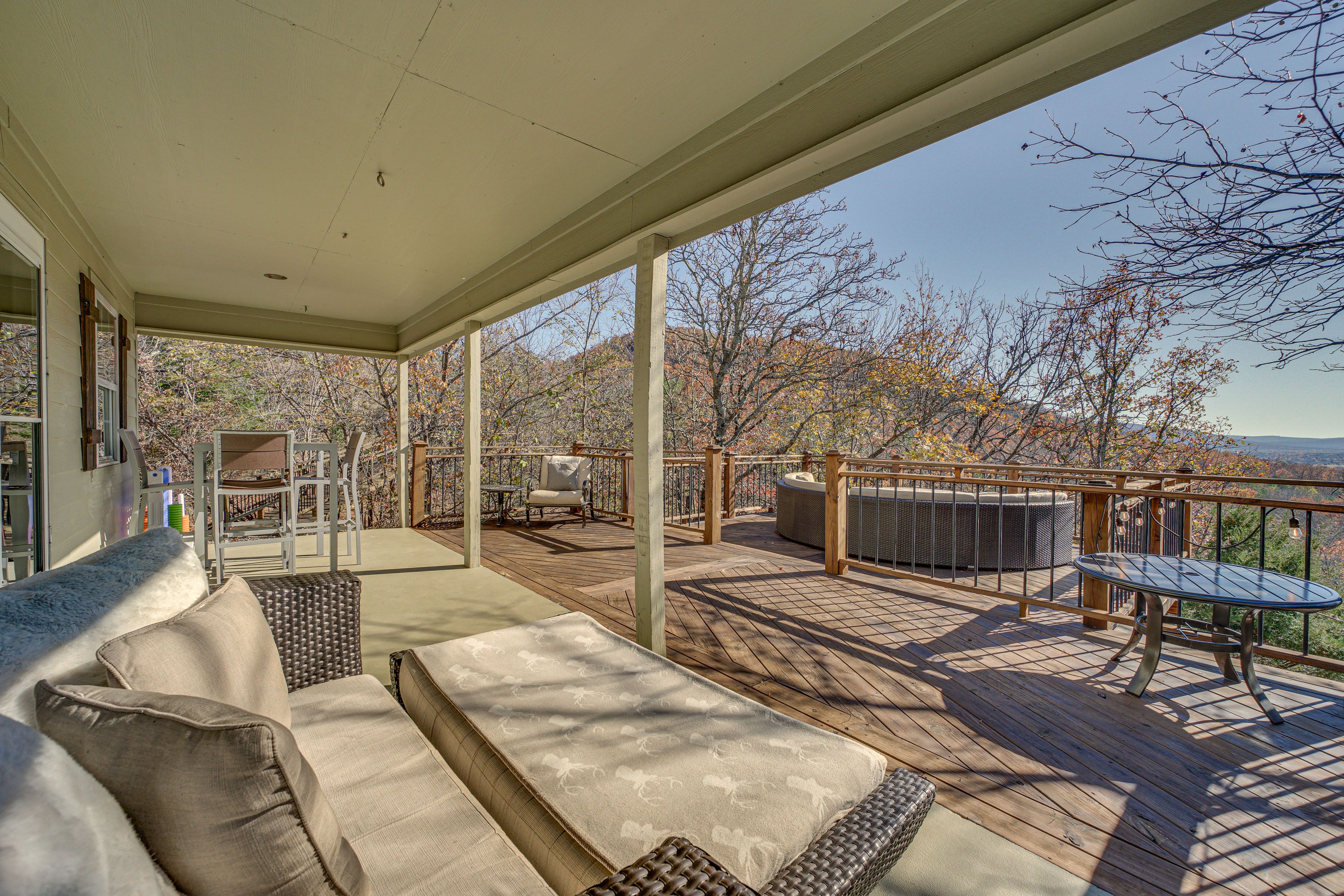 Cabin Exterior | Furnished Deck | Dining Area