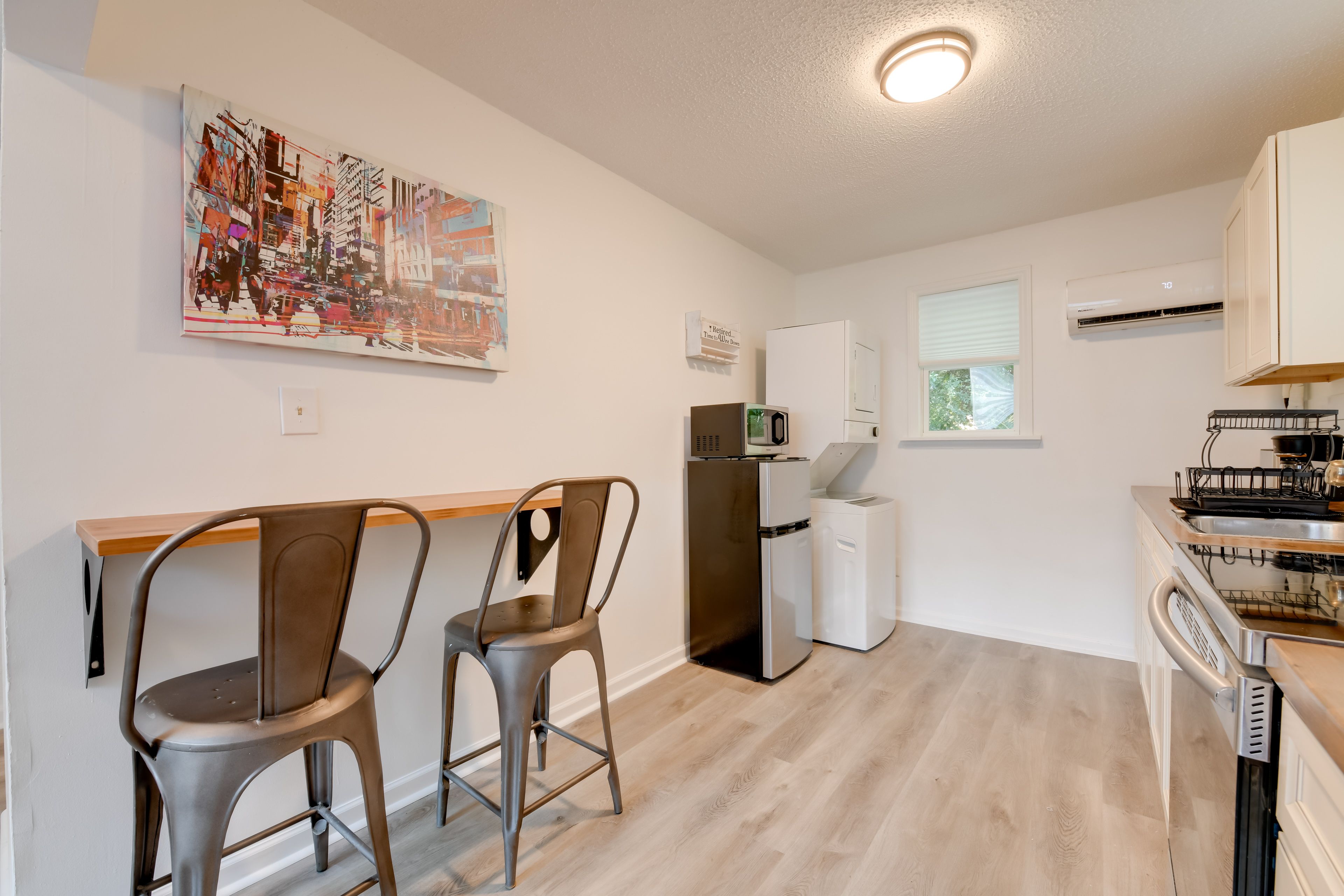 Kitchen | Main Level | Coffee Maker | Stackable Washer + Dryer