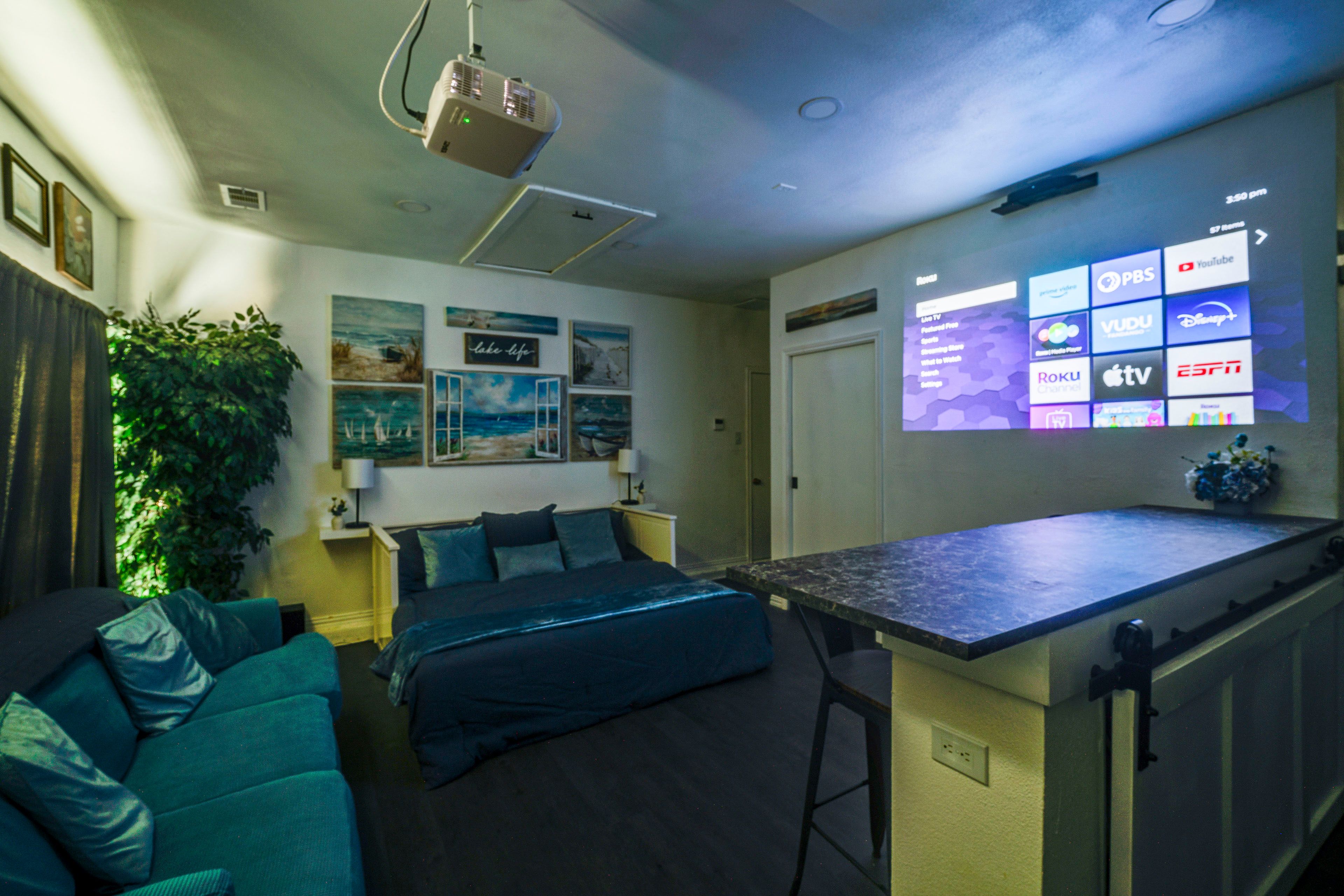 Living Room | Projector w/ Roku Remote & Sound System