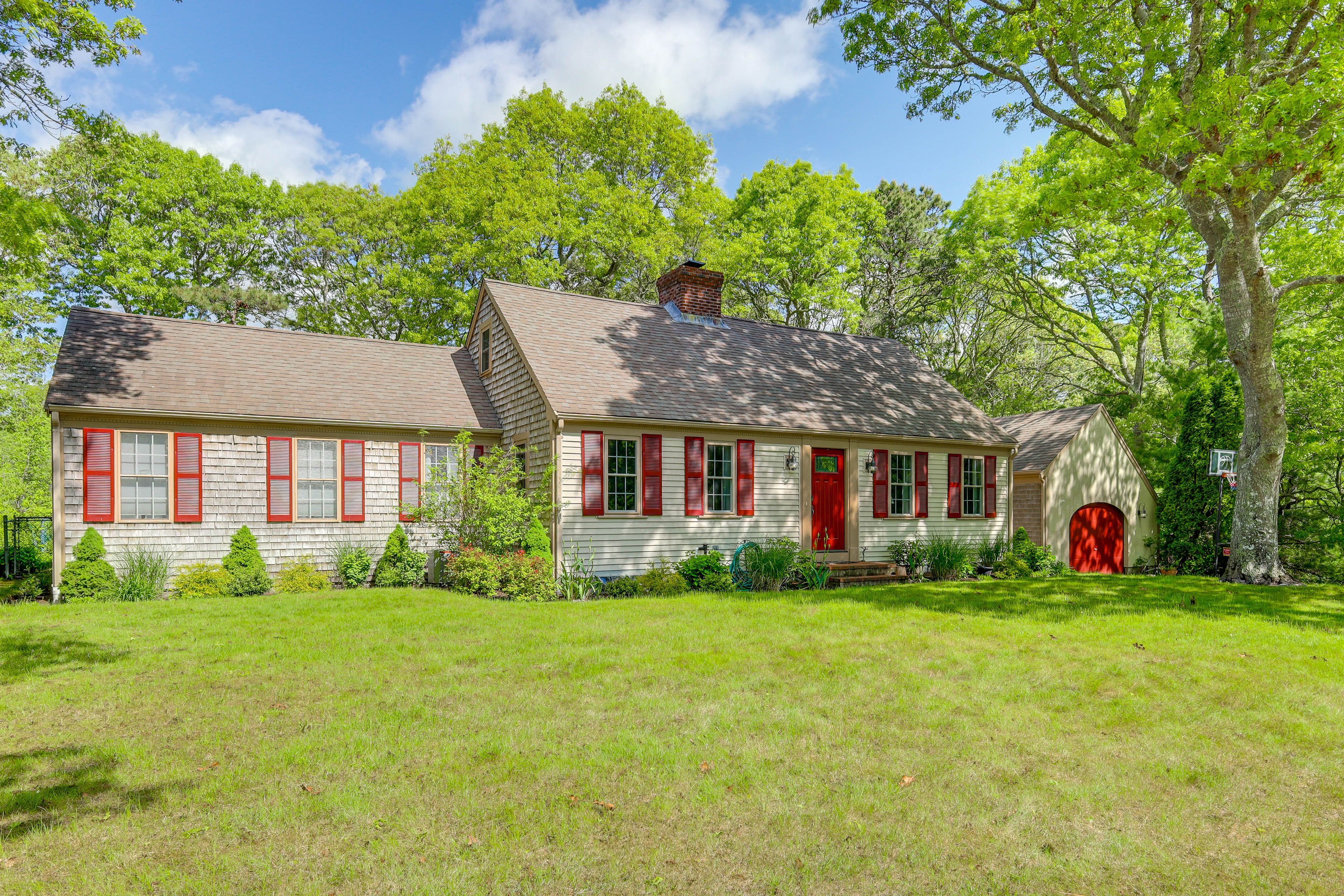 Front Exterior | 2-Story Home w/ Basement | Spacious Yard | Private Pool