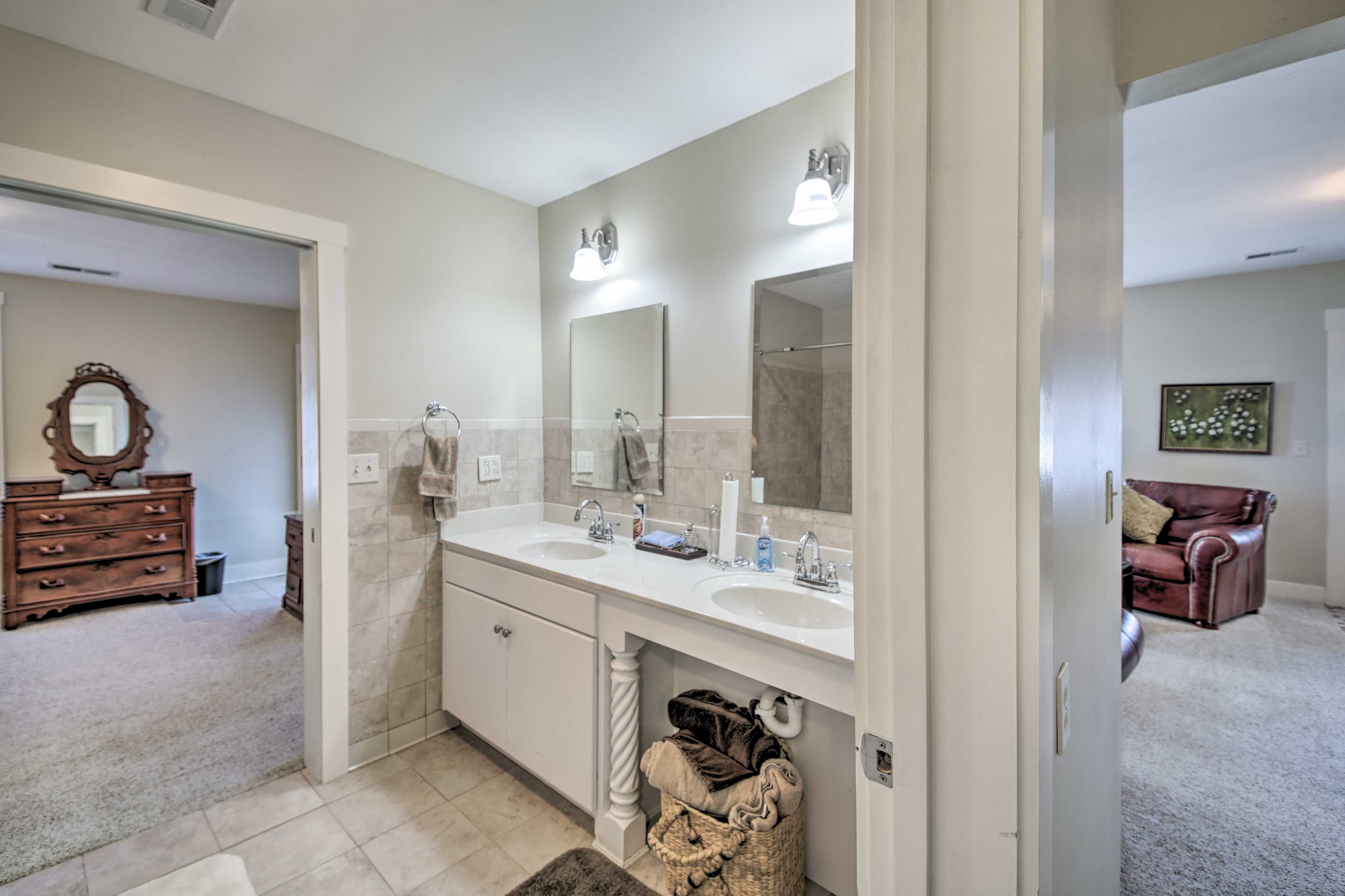 Full Bathroom | Main Level | Double Sinks | Complimentary Toiletries