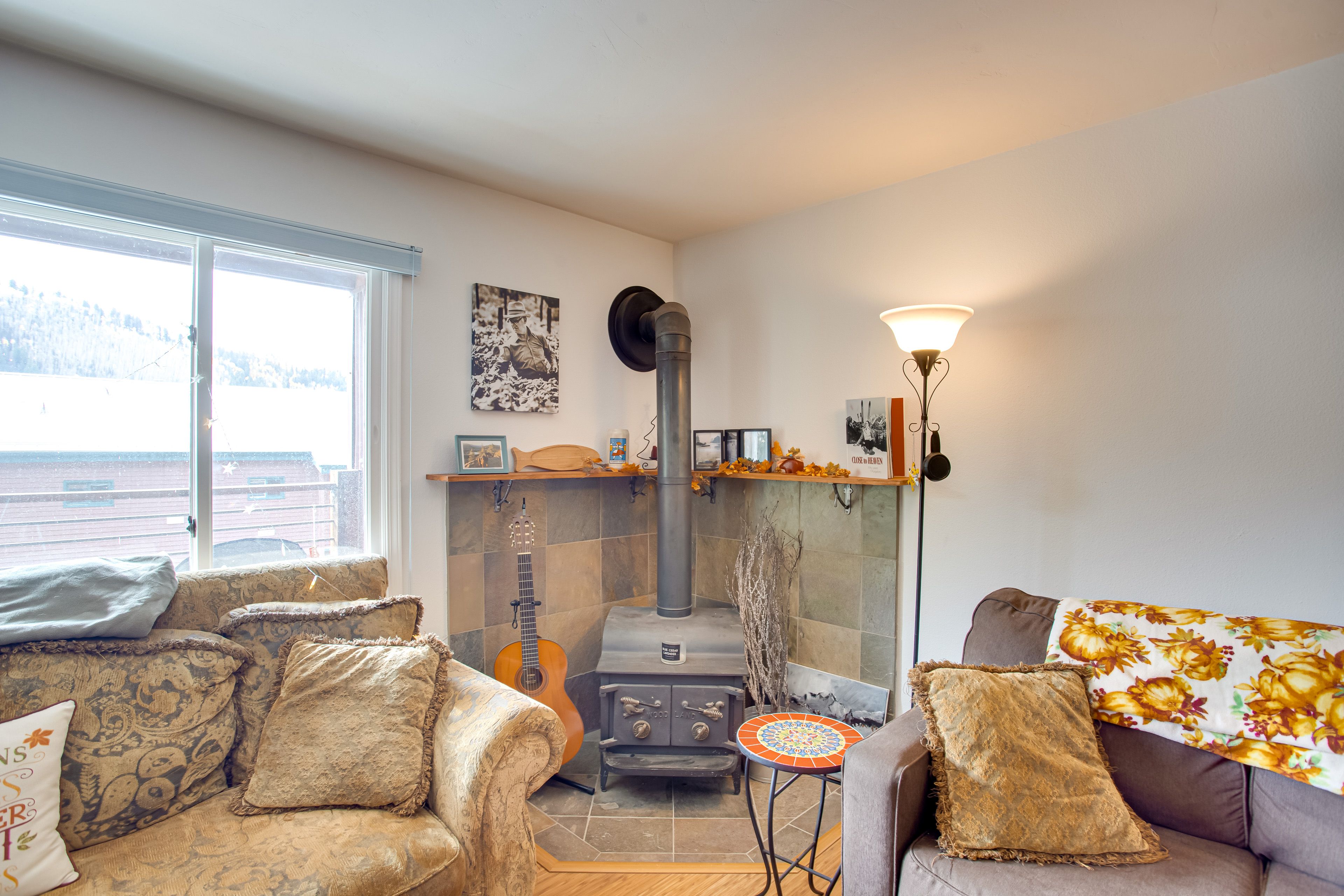 Living Room | Wood-Burning Fireplace (Not Available for Guest Use)