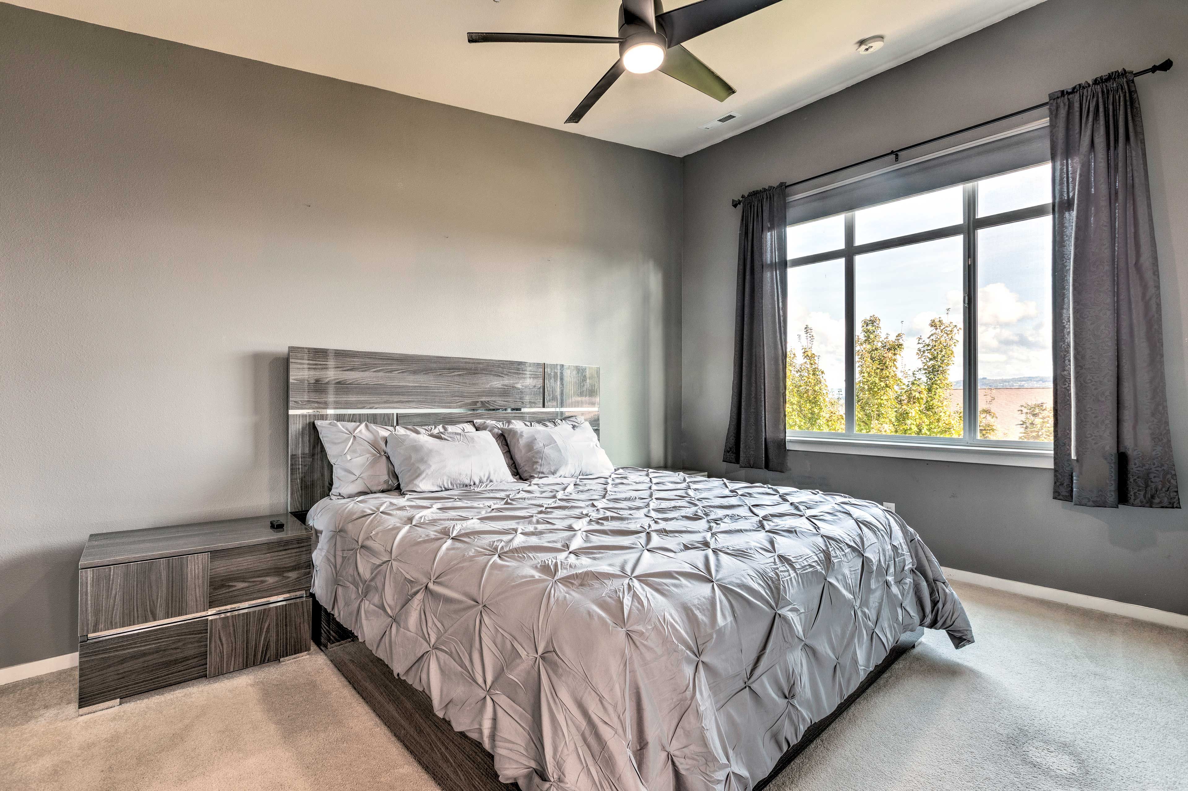 Bedroom 1 | 2nd Floor | King Bed | Linens Provided | Blackout Curtains
