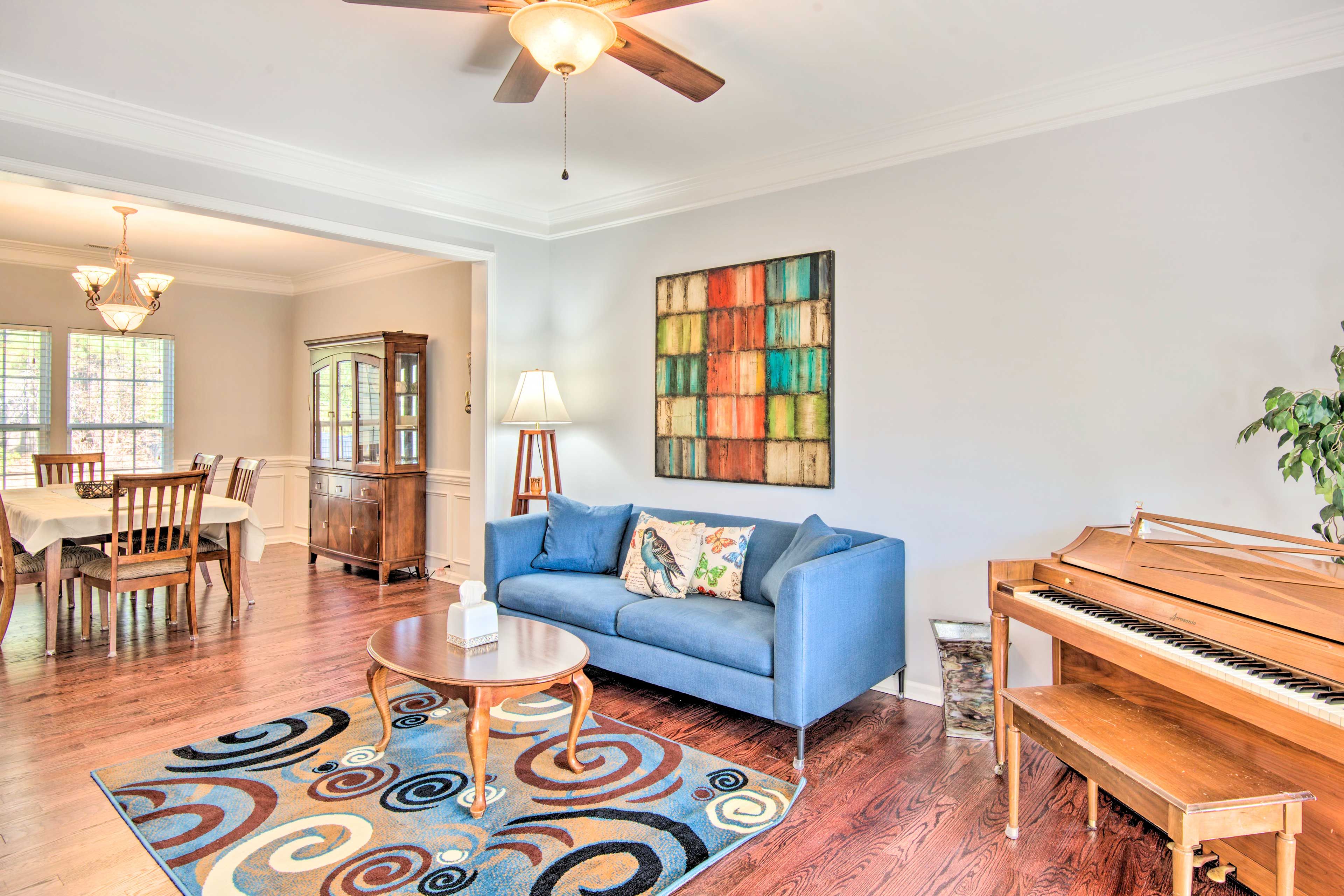 Living Room | Piano | Ceiling Fans | Central Heating & Air Conditioning