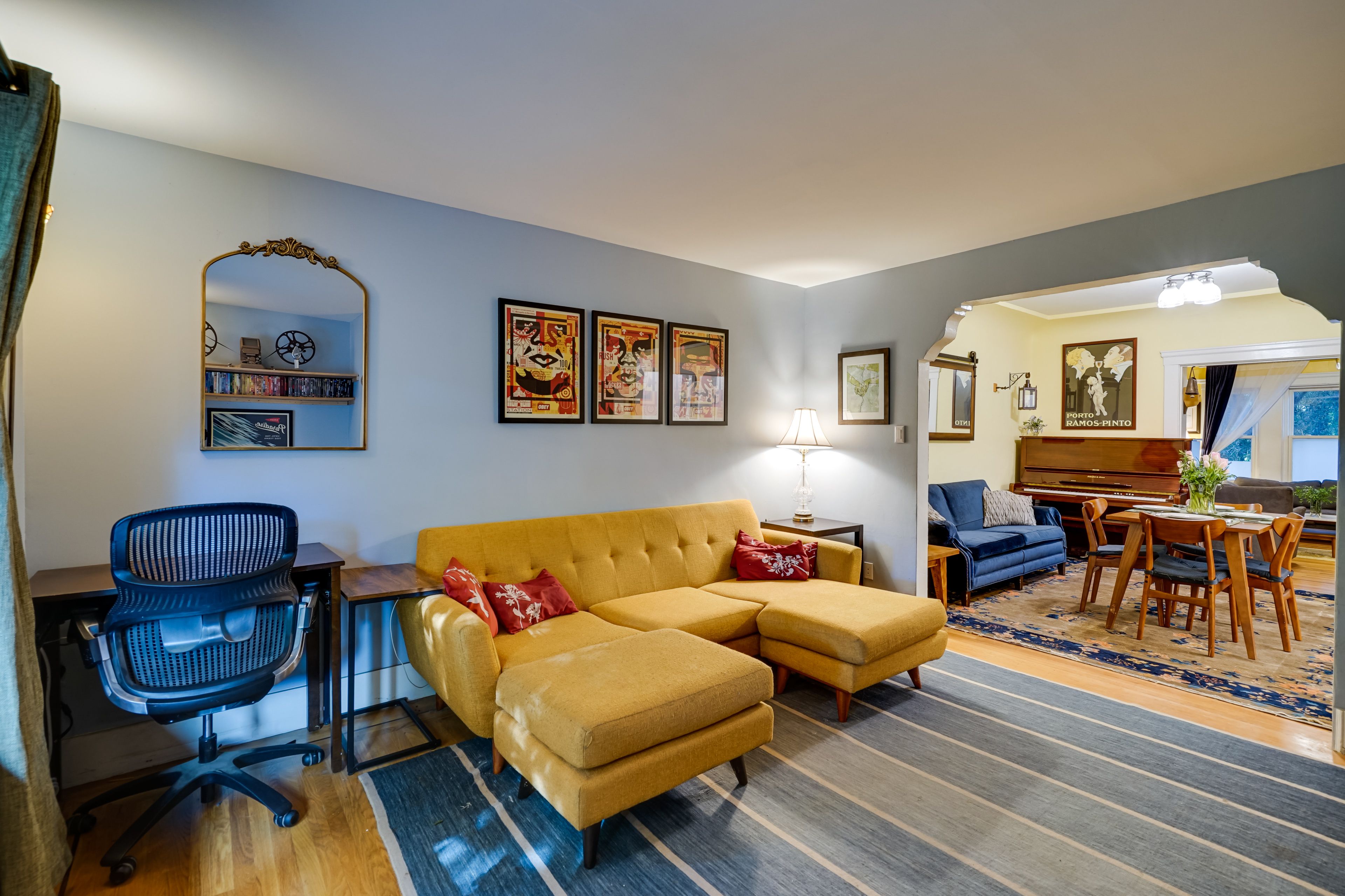 Living Room | Laptop-Friendly Workspace | Flat-Screen Cable TV
