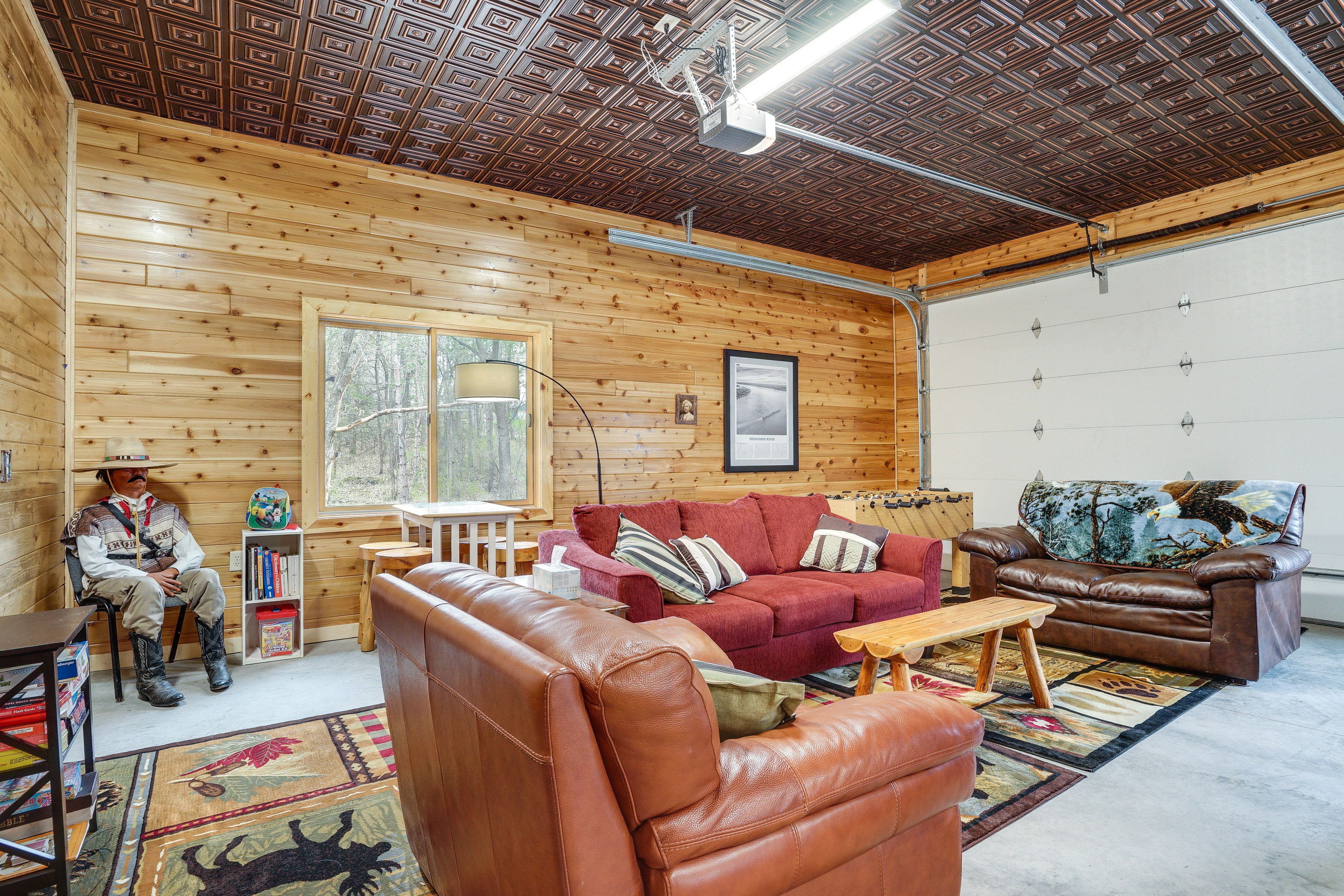 Living Room | Board Games | Books | Electric Fireplace | Foosball Table