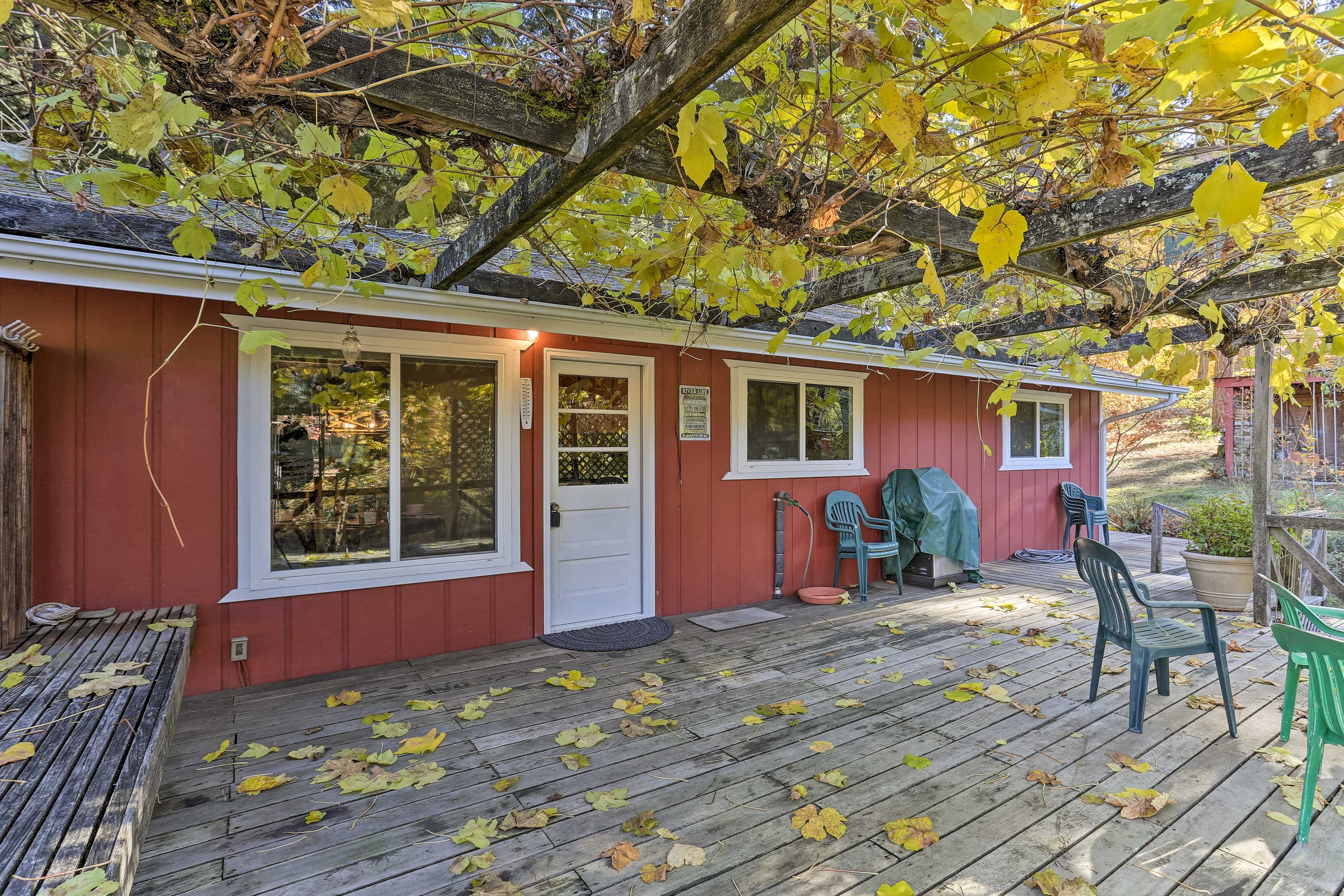 Private Deck | Gas Grill | Outdoor Dining Area | Yard | String Lights