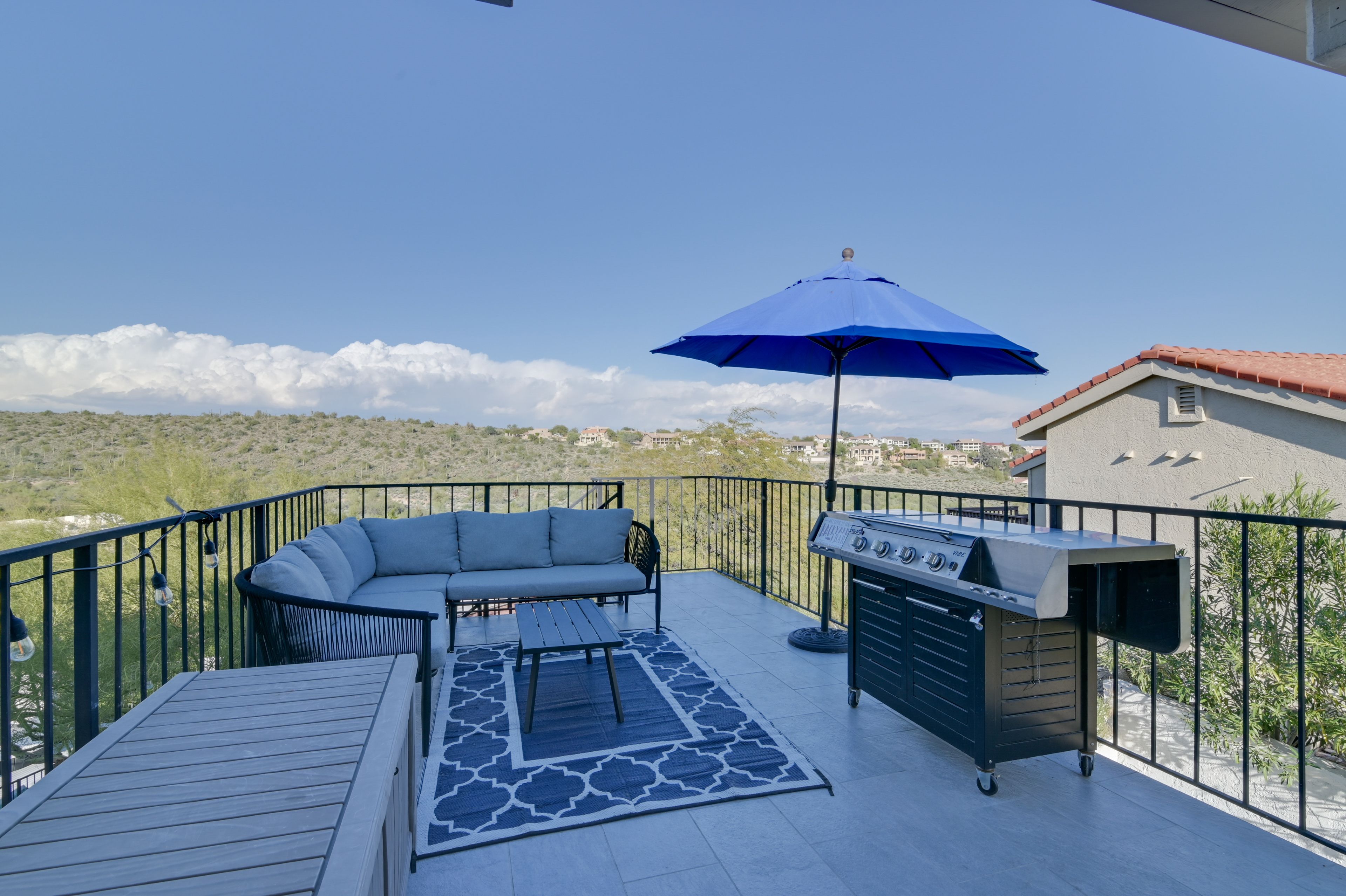 Upper Patio | Gas Grill | Bistro Lighting