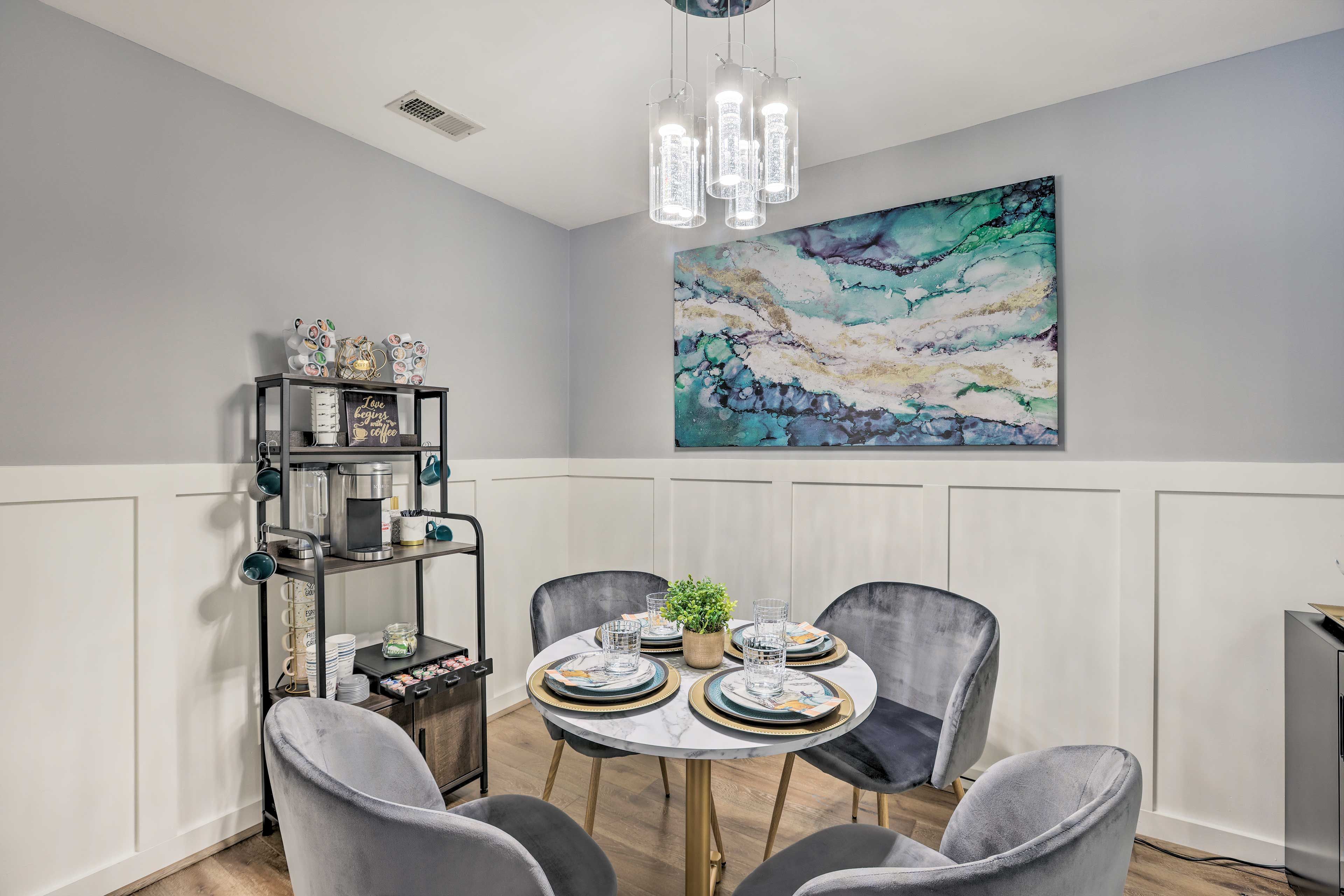 Additional Dining Area | Dishware/Flatware | Coffee Bar | Wine Cooler