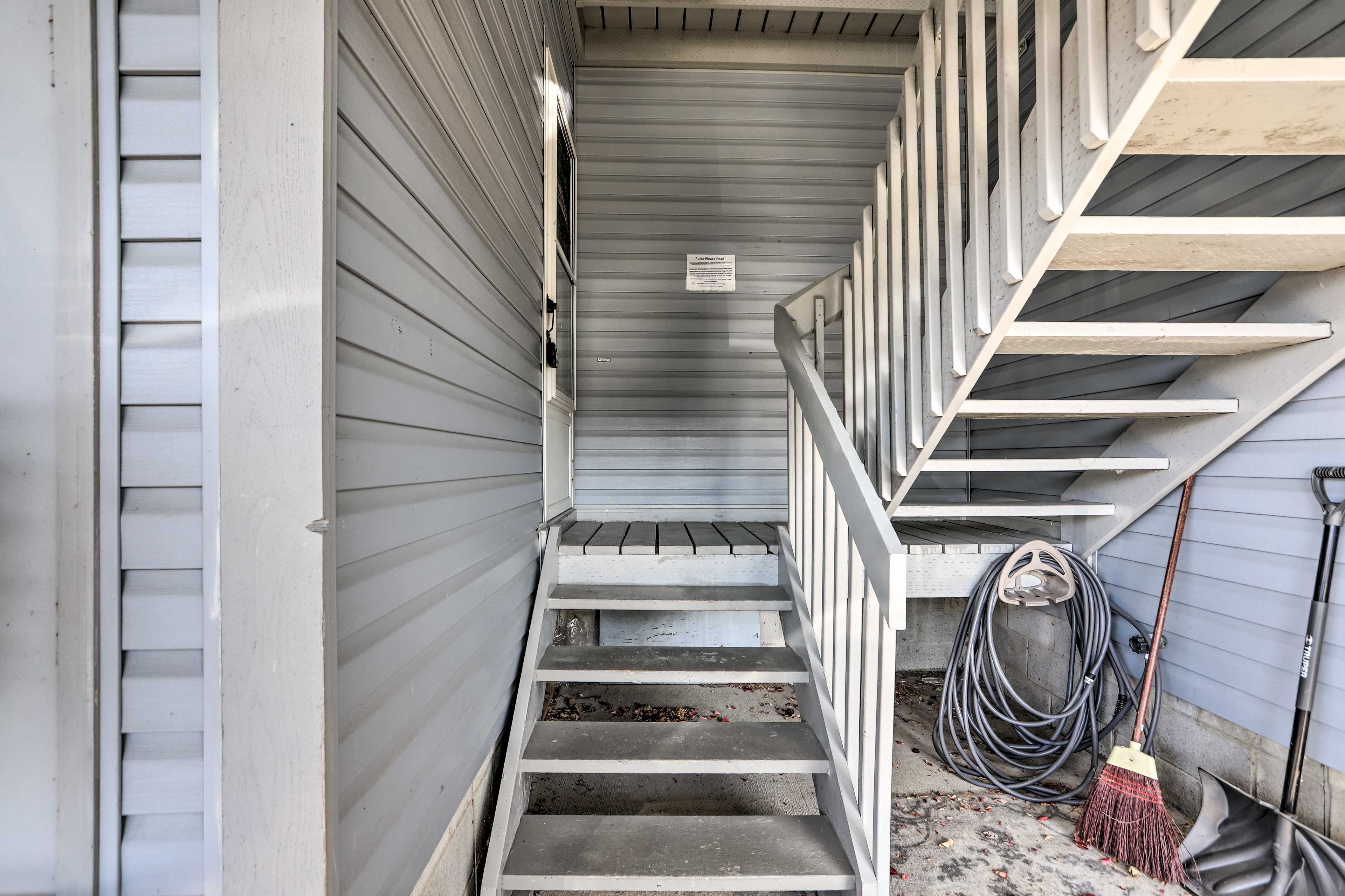 Exterior Stairs to Reach Property