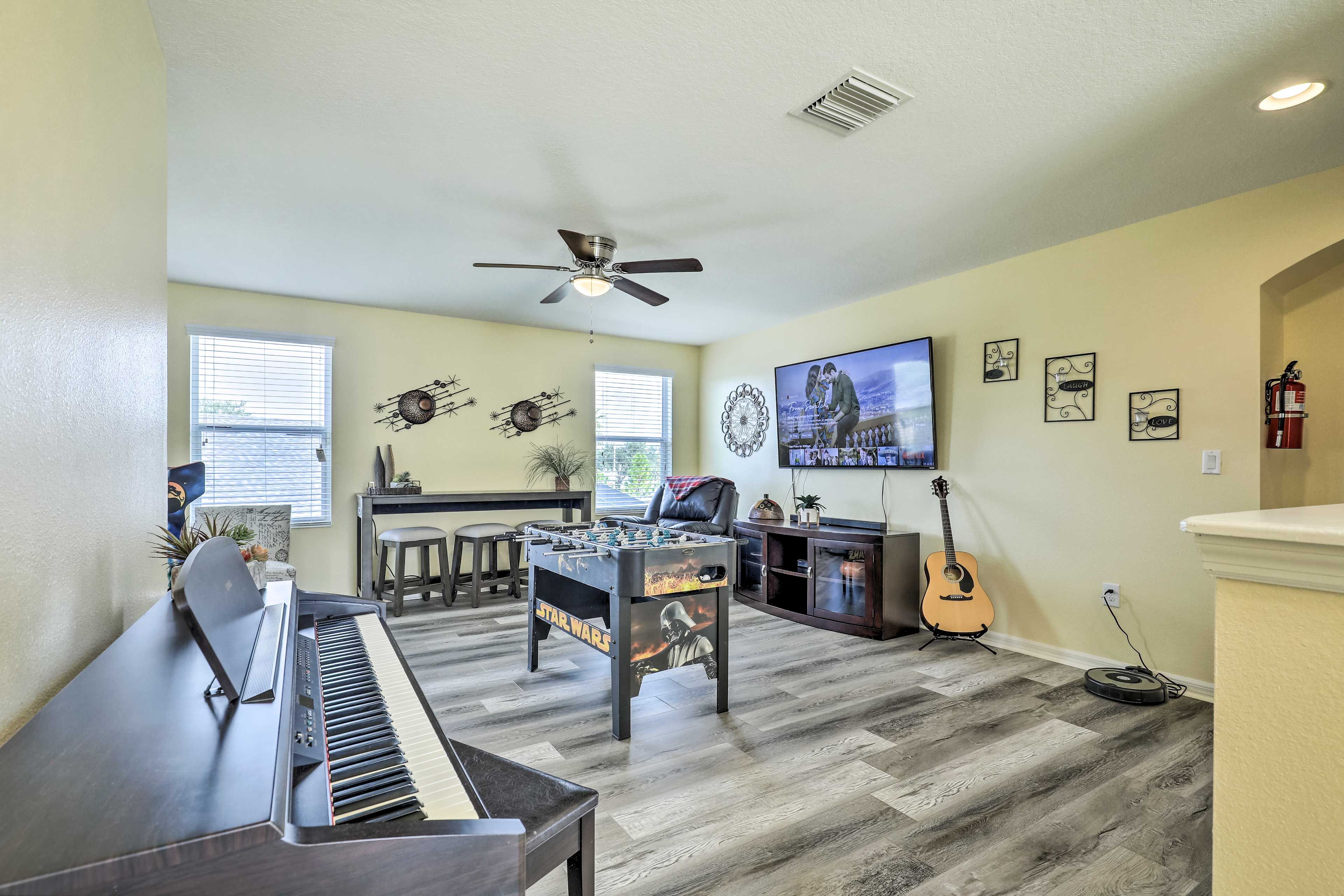 Game Room | 2nd Floor | Foosball Table | Guitar + Piano | Arcade Game | Smart TV